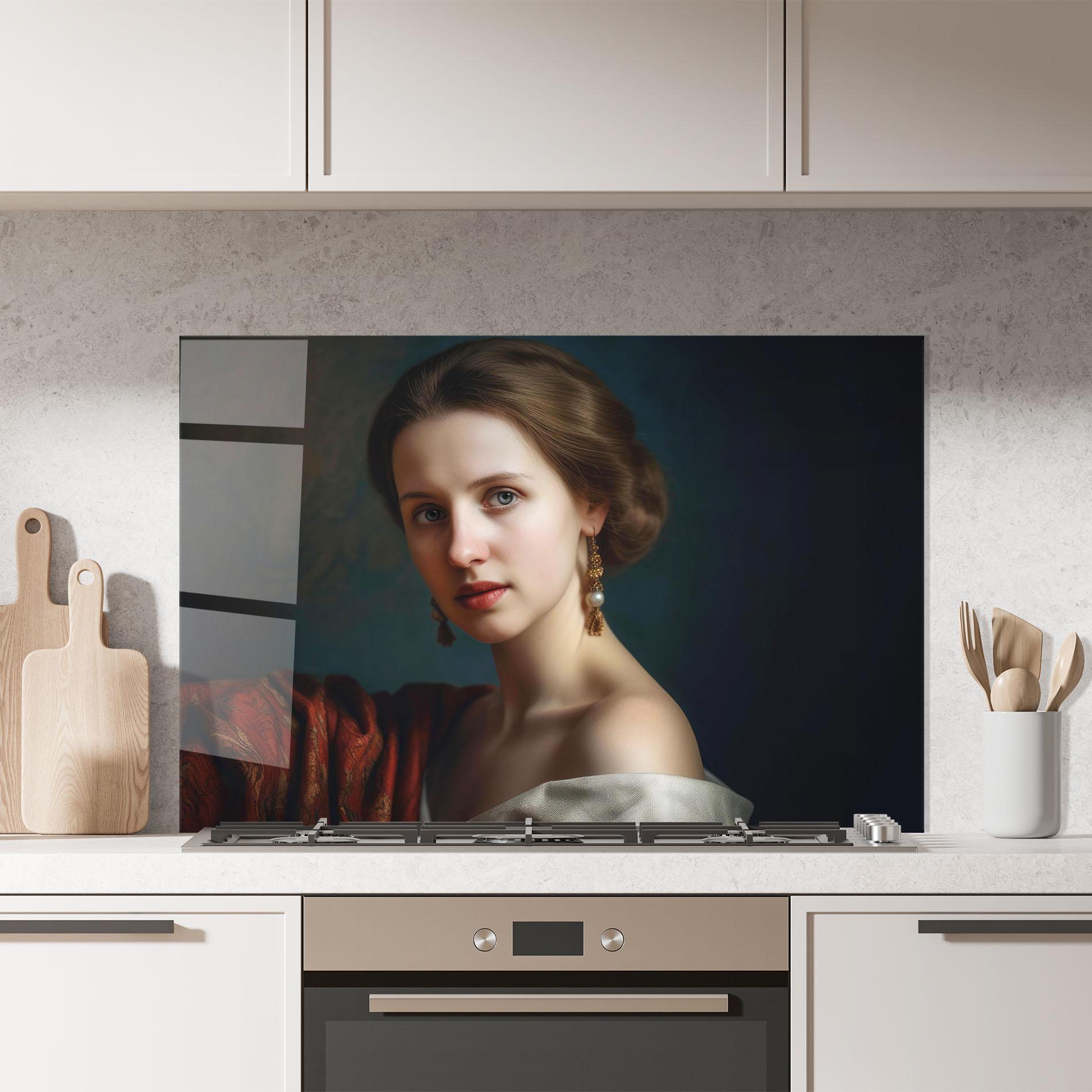 Panou Sticla Bucatarie Classical Painting mockup 7