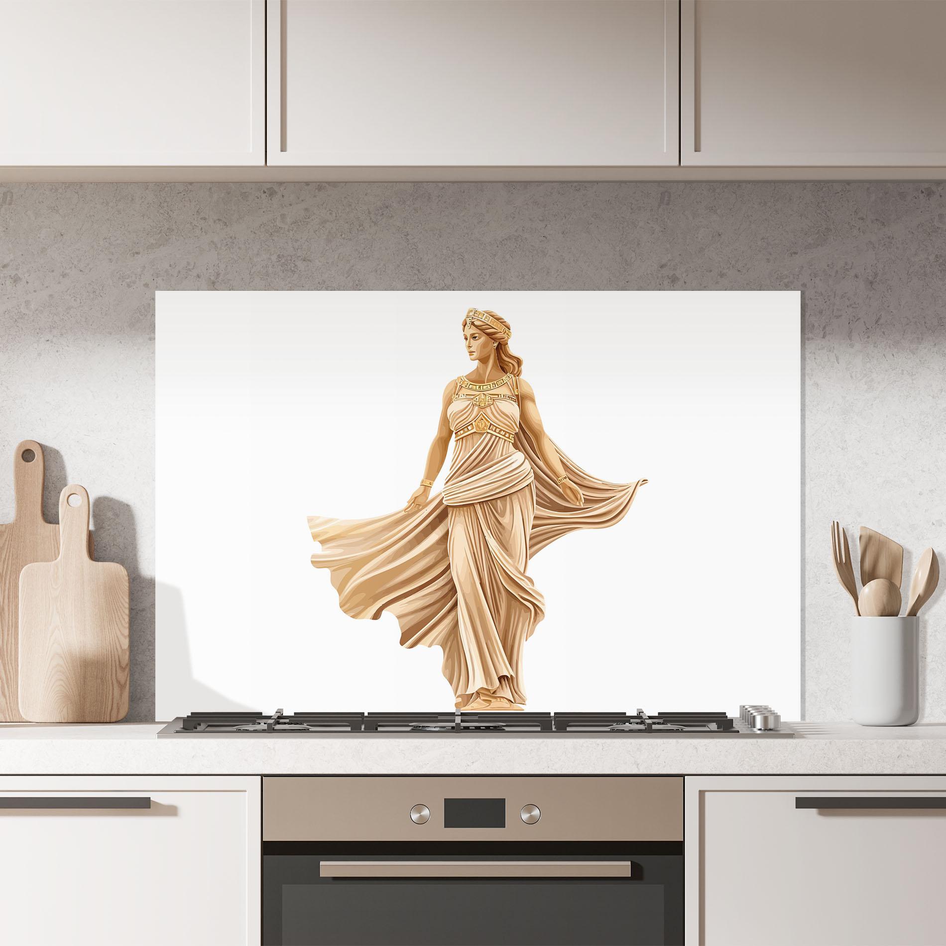 Panou Sticla Bucatarie Gold Statue mockup 7