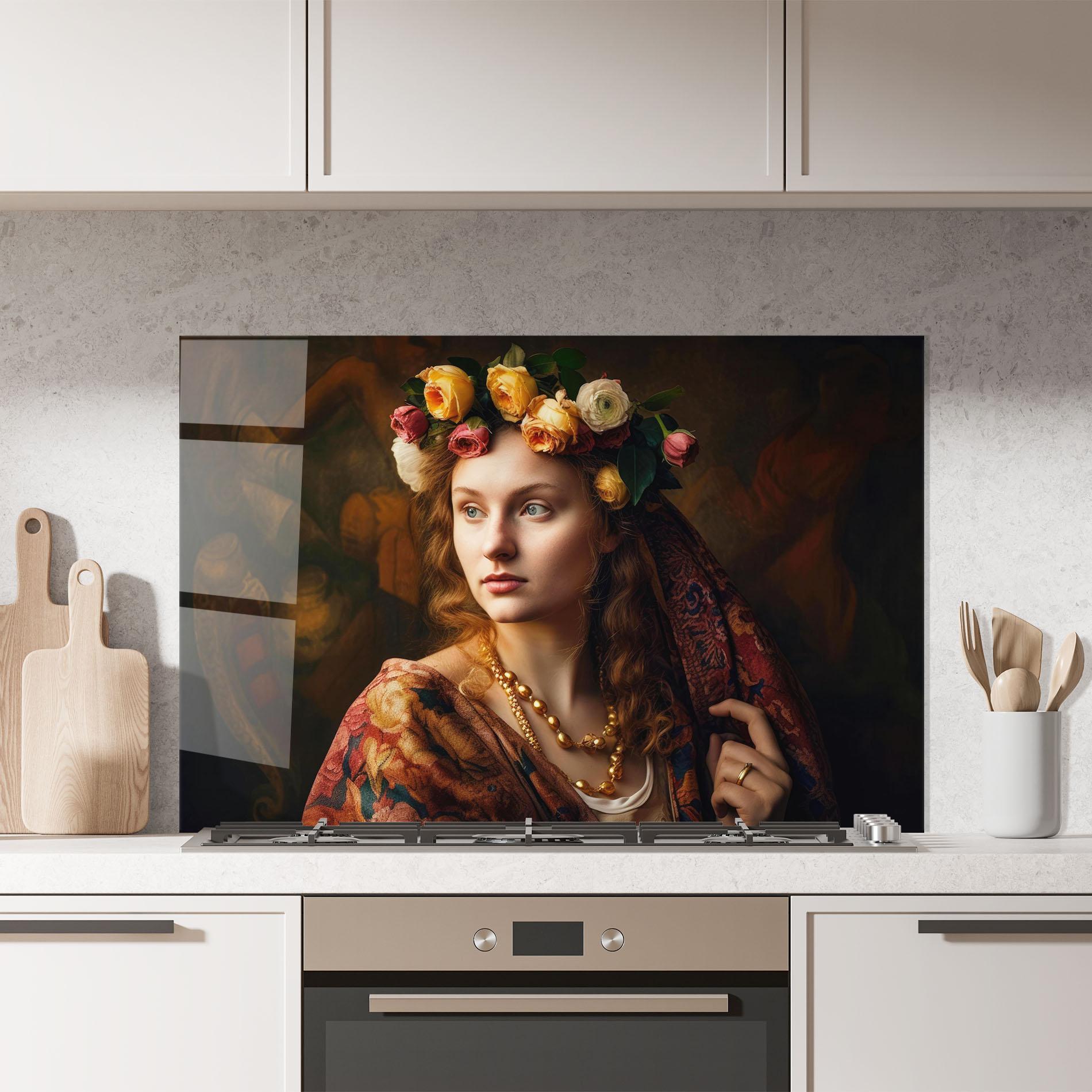 Panou Sticla Bucatarie Renaissance Woman mockup 7
