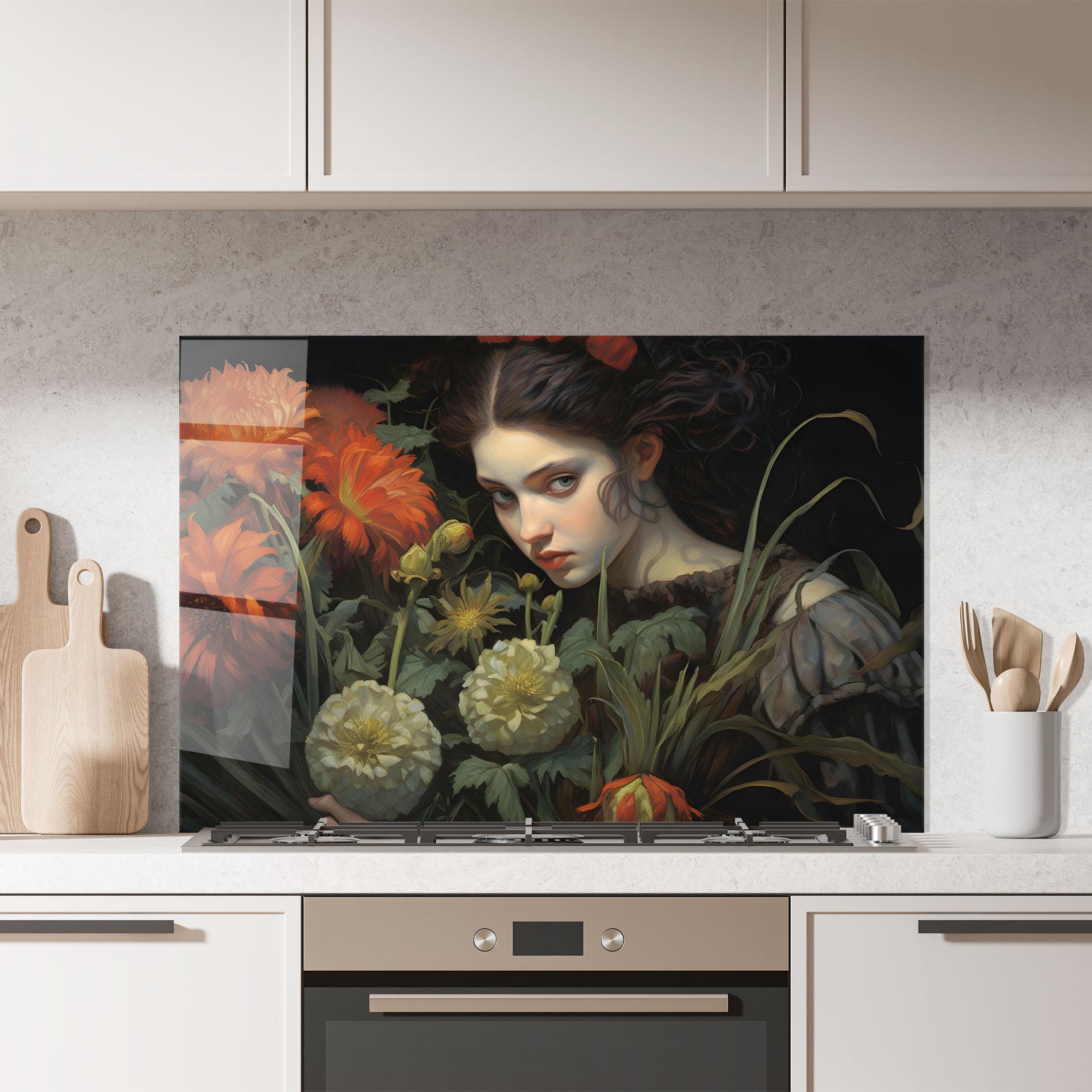 Panou Sticla Bucatarie Vintage Flowers mockup 7