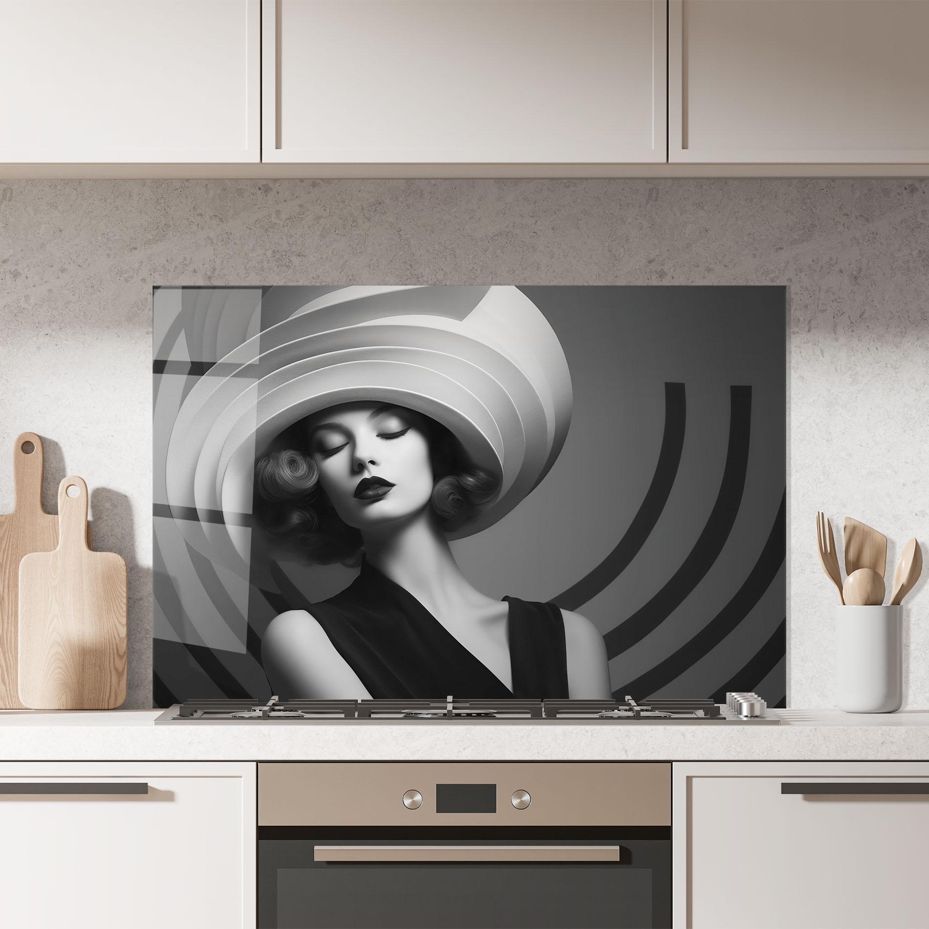 Panou Sticla Bucatarie Vintage Pretty Lady mockup 7