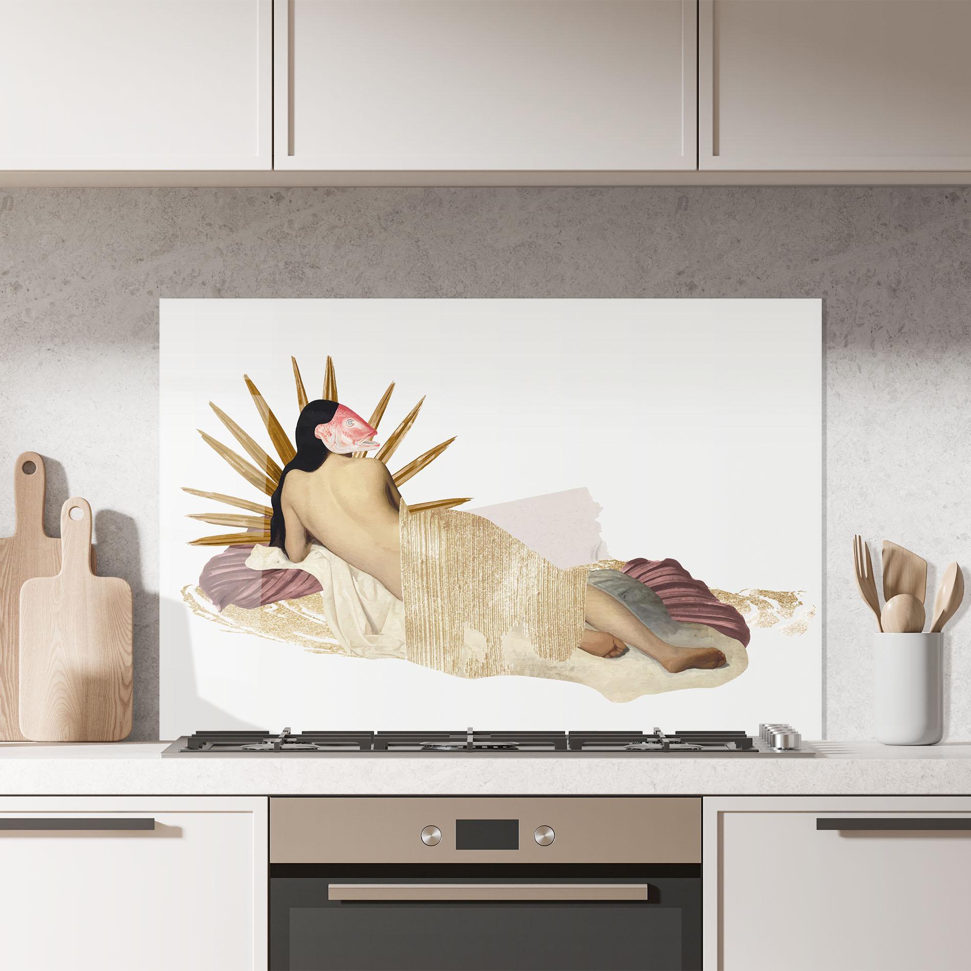 Panou Sticla Bucatarie Vintage Woman Art mockup 7