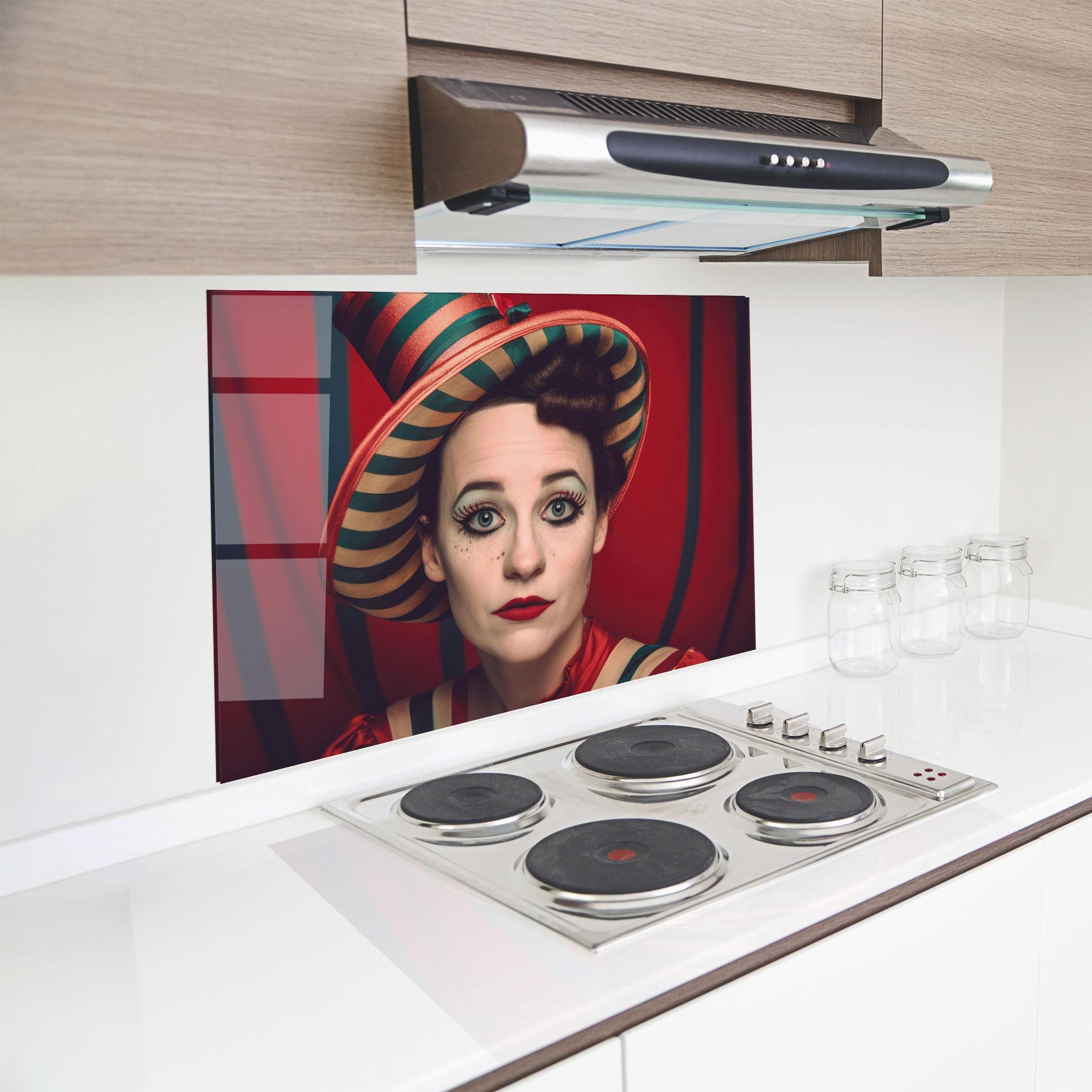 Panou Sticla Bucatarie Carnival Vintage Portrait mockup 8