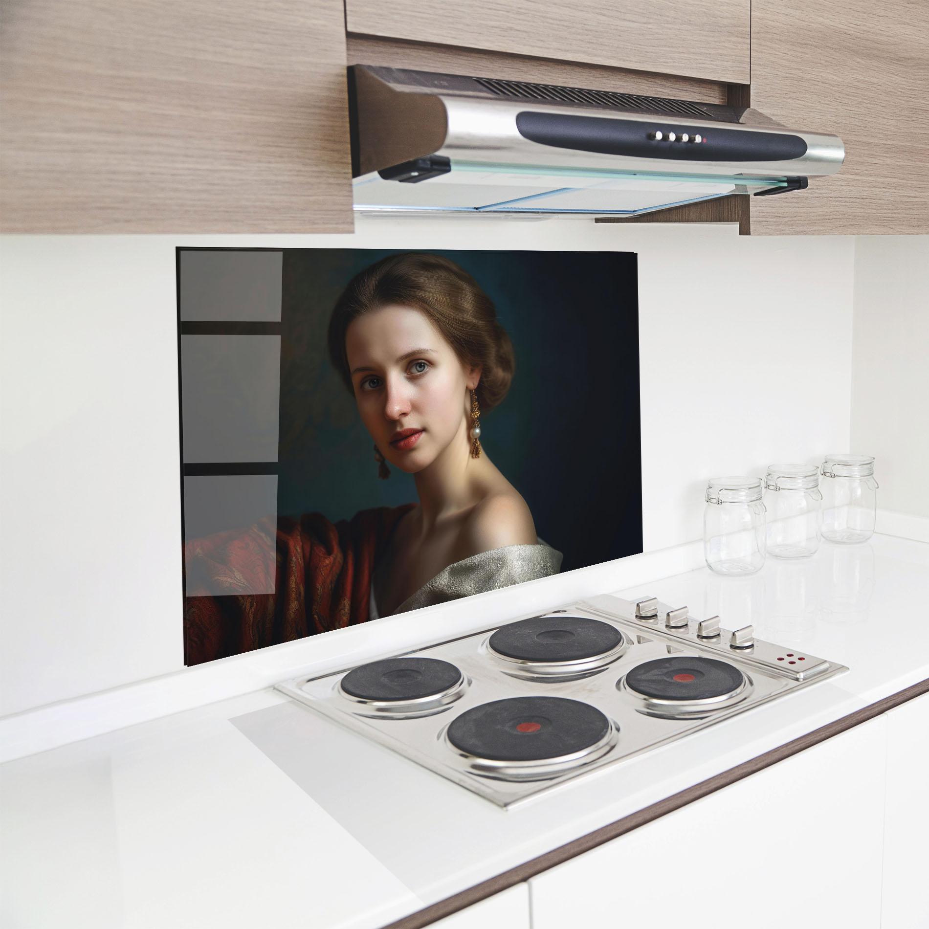 Panou Sticla Bucatarie Classical Painting mockup 8