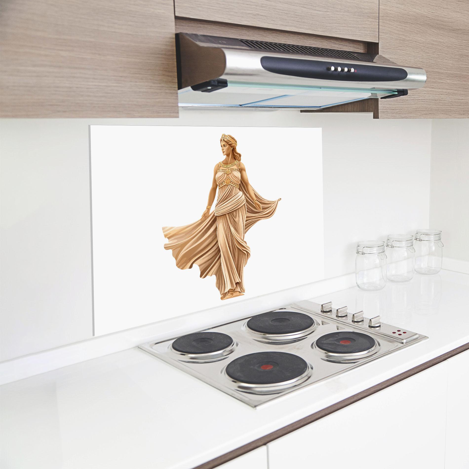 Panou Sticla Bucatarie Gold Statue mockup 8