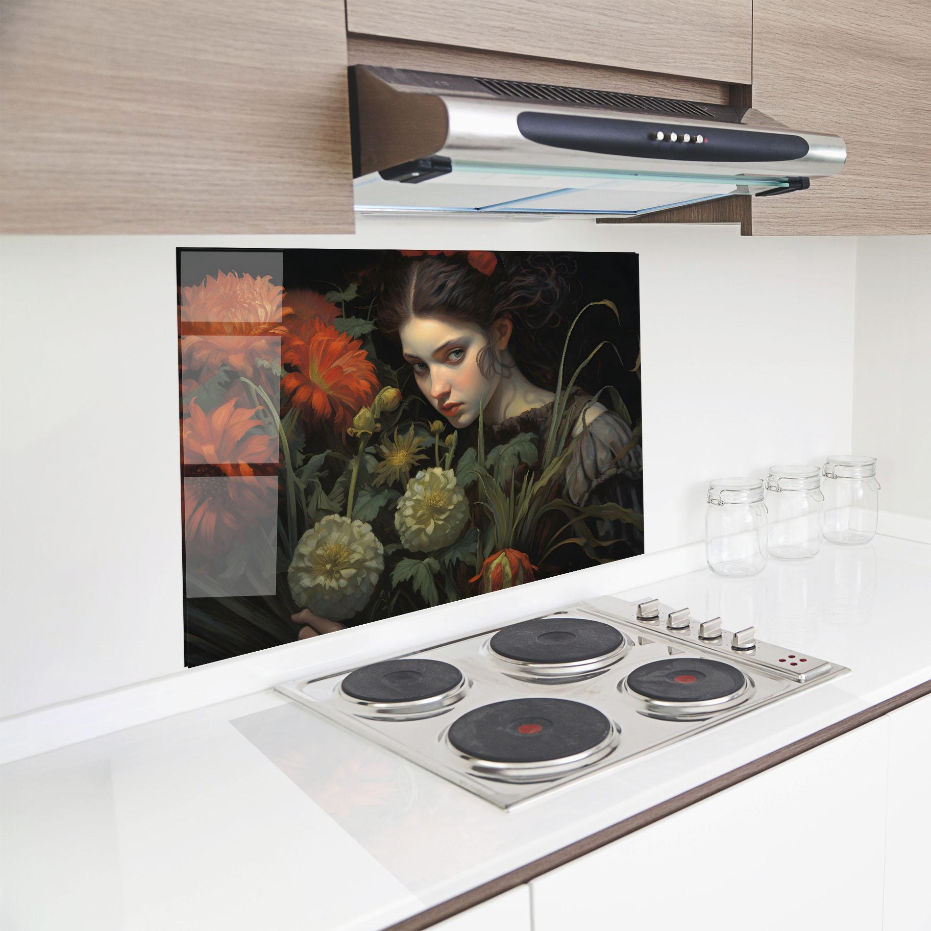 Panou Sticla Bucatarie Vintage Flowers mockup 8