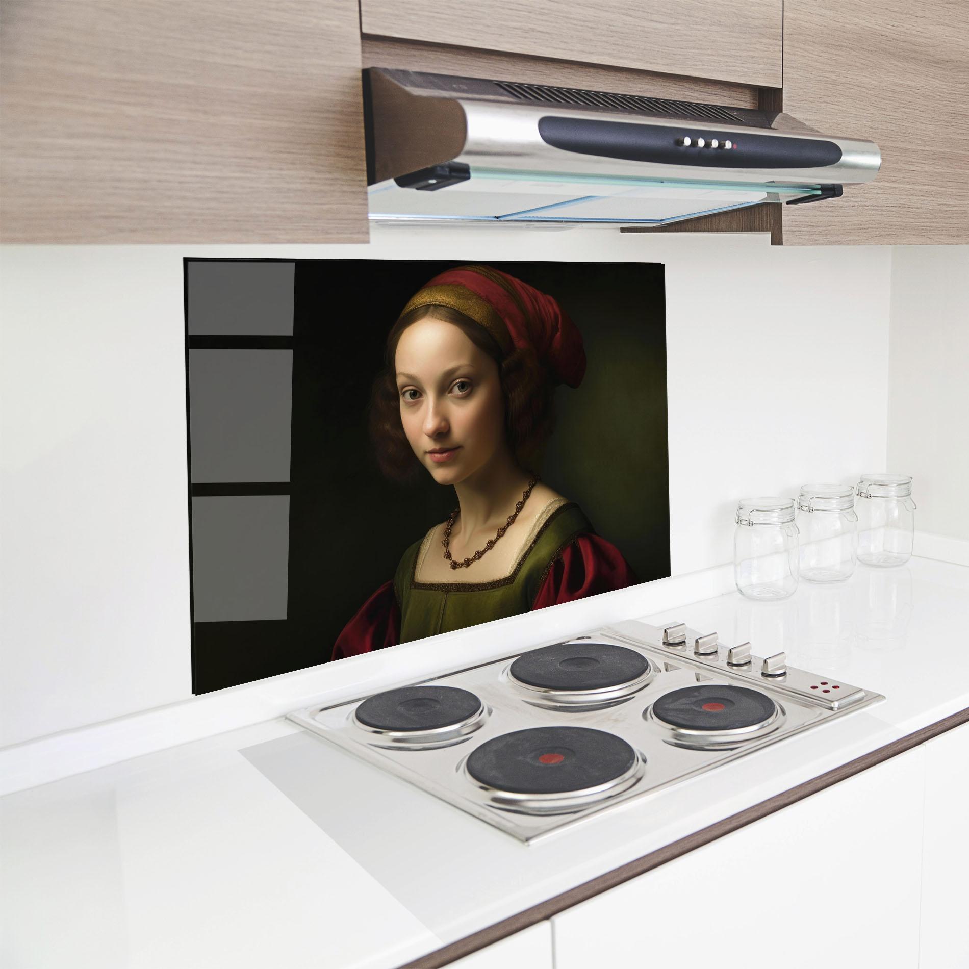 Panou Sticla Bucatarie Vintage Old Painting mockup 8