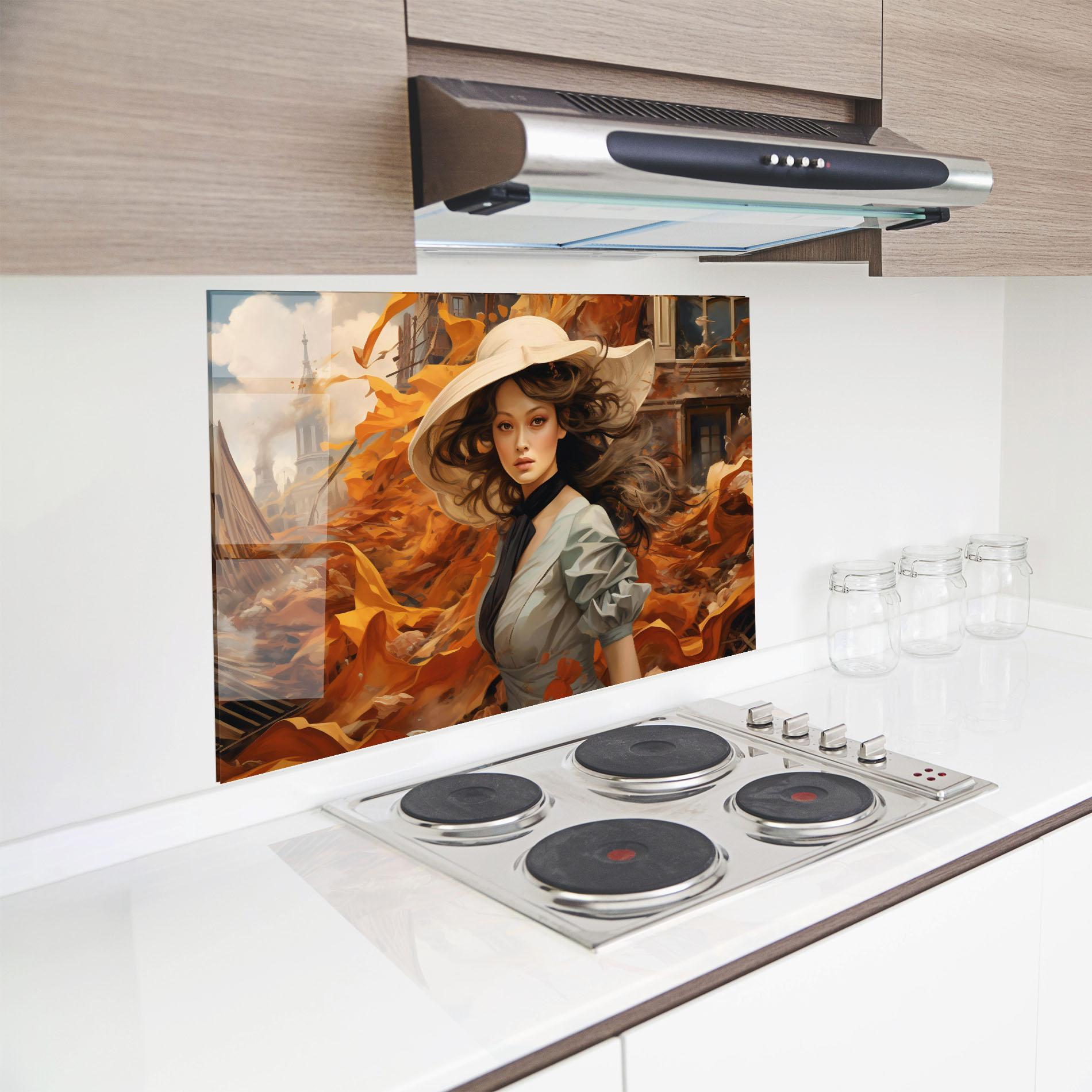 Panou Sticla Bucatarie Vintage Outfit On Orange mockup 8