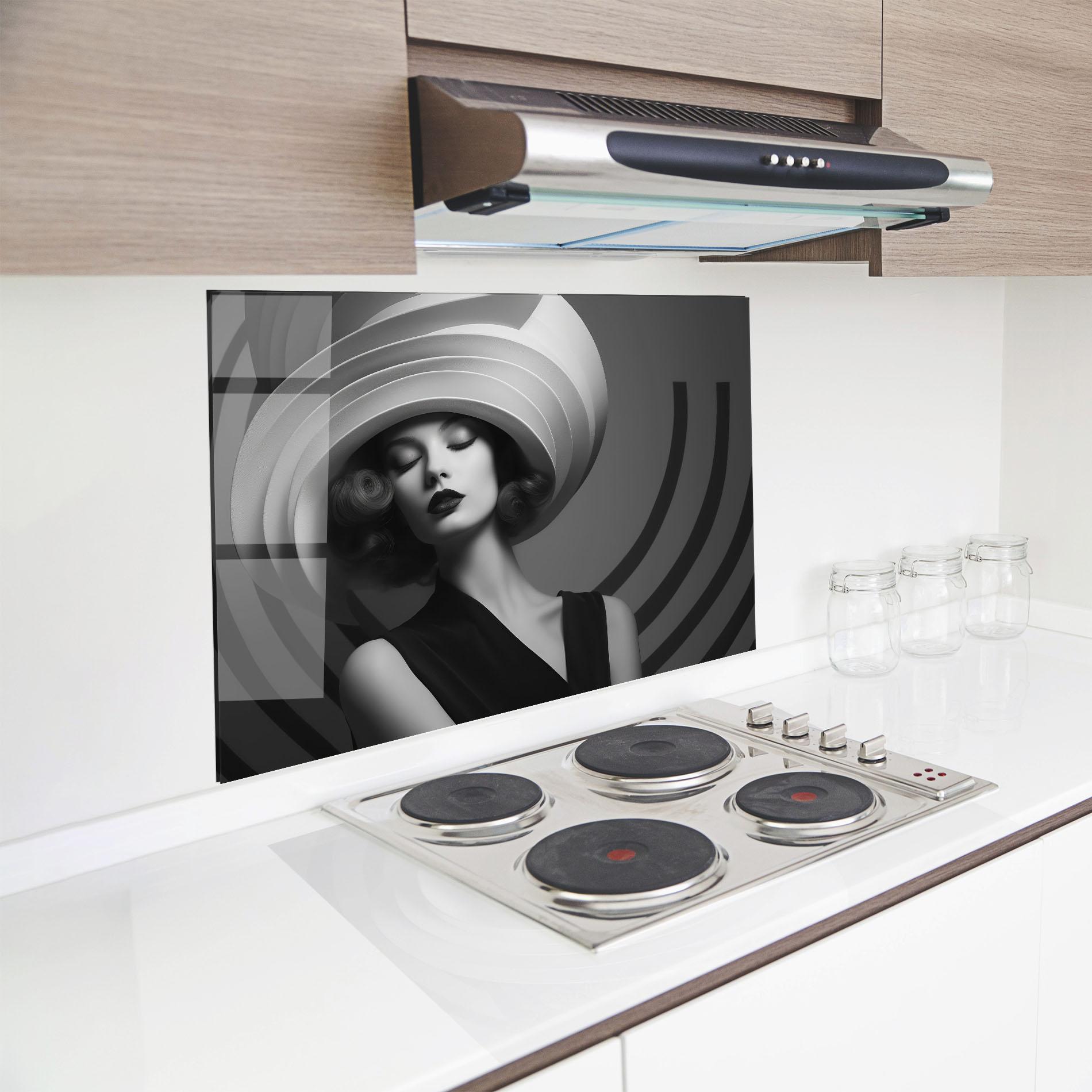 Panou Sticla Bucatarie Vintage Pretty Lady mockup 8