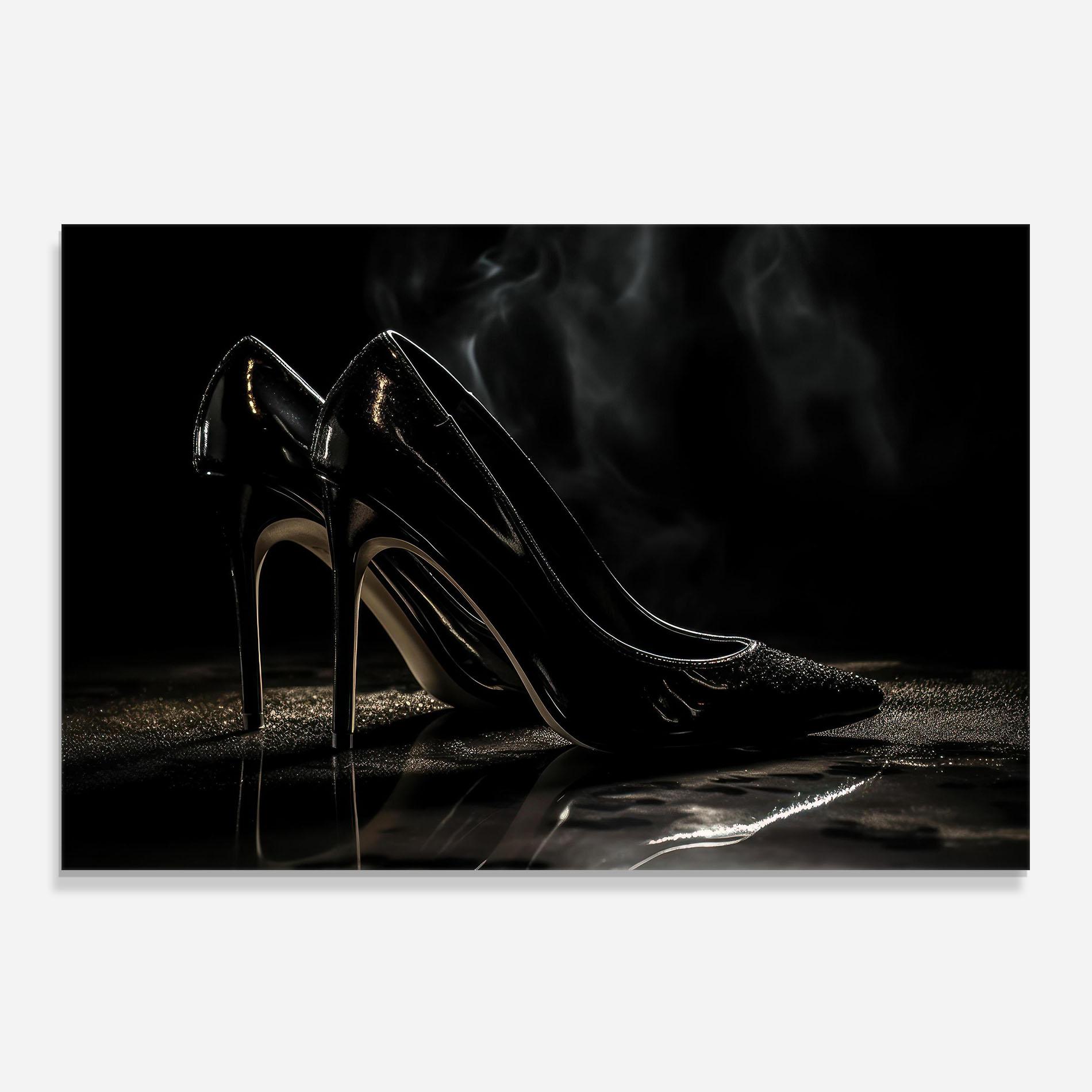 Panou Sticla Bucatarie Black Leather Shoes mockup 0