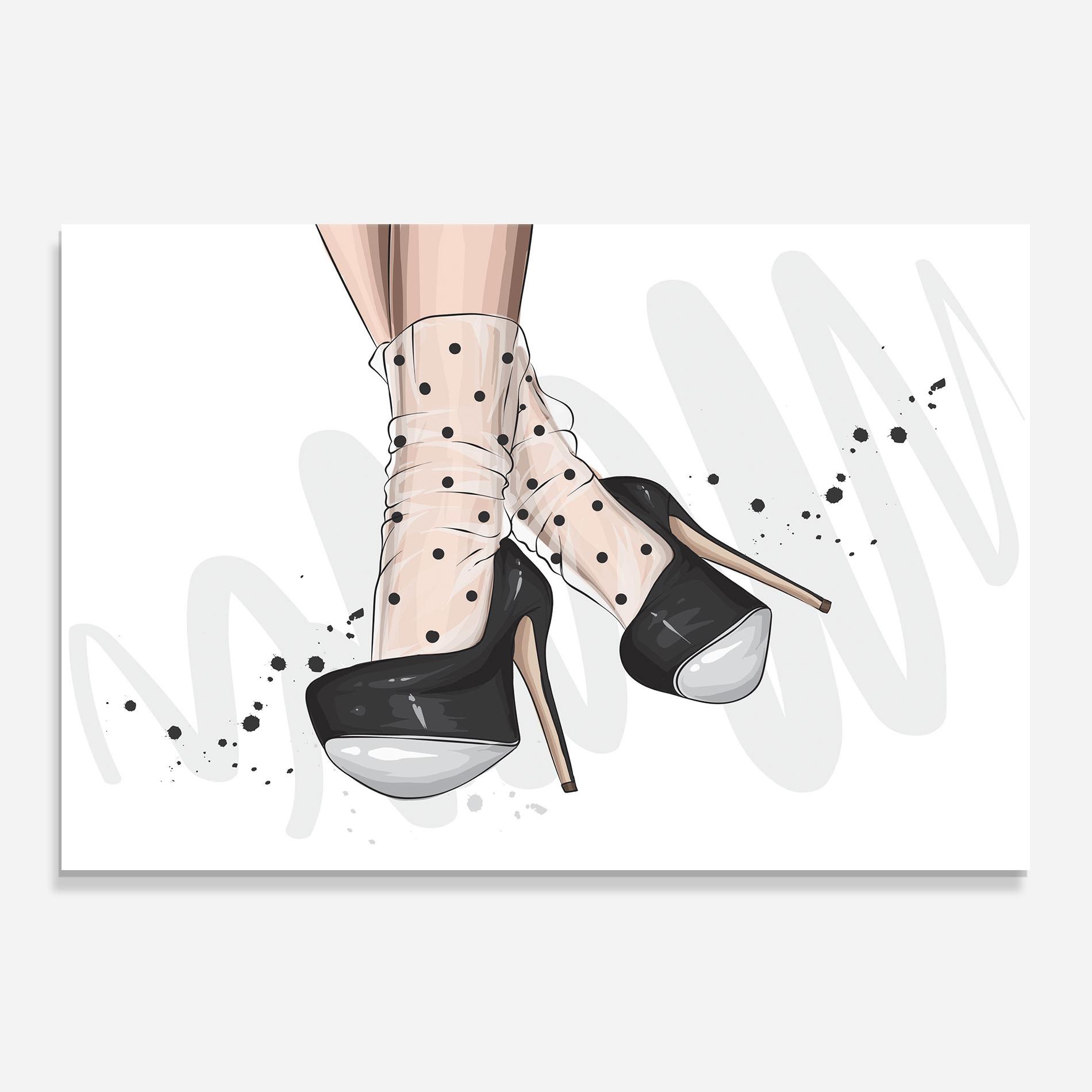 Panou Sticla Bucatarie Cute Black Heels Art mockup 0