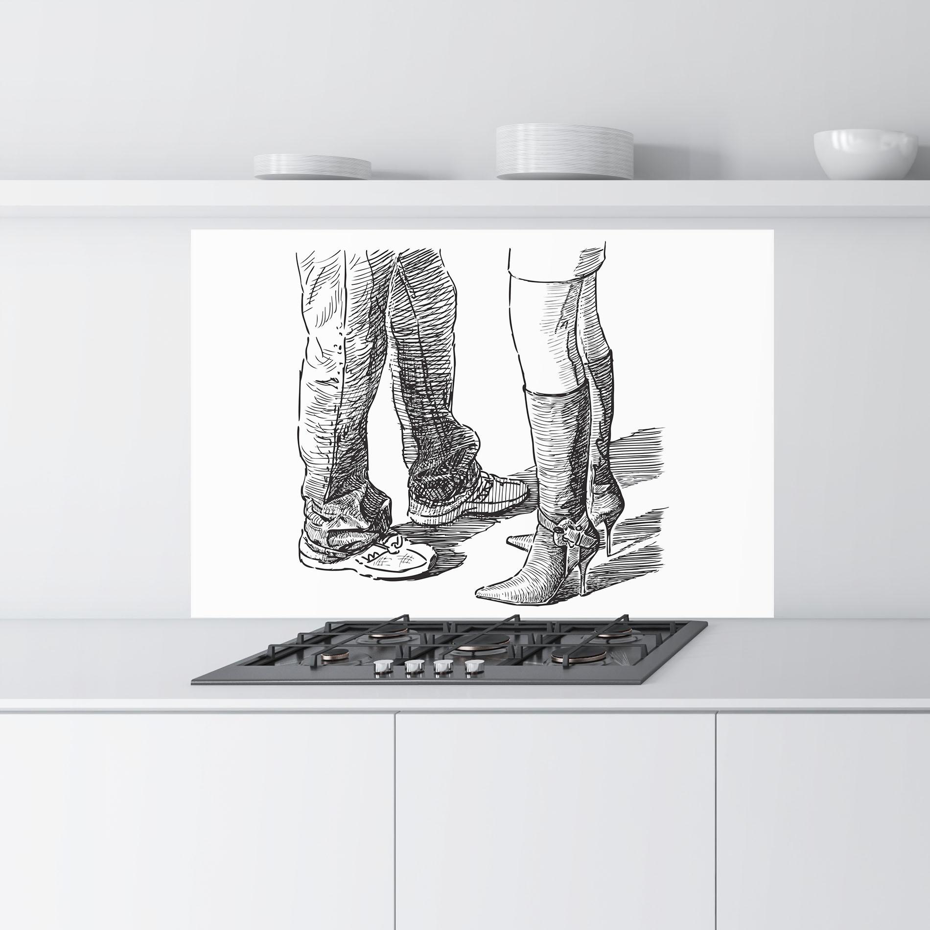 Panou Sticla Bucatarie Black Line Shoes mockup 9