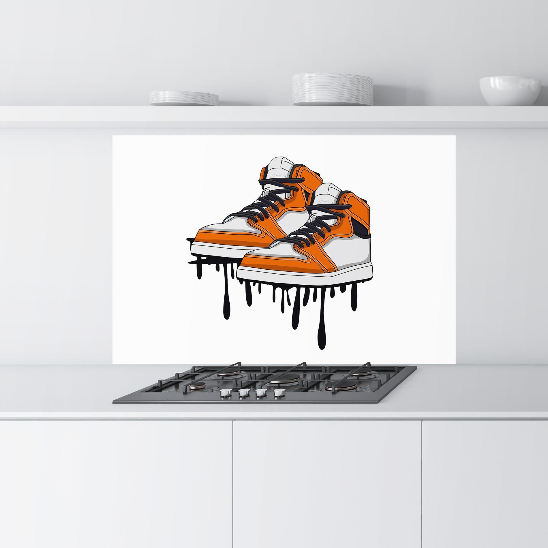 Panou Sticla Bucatarie Black Liquid Shoe mockup 9