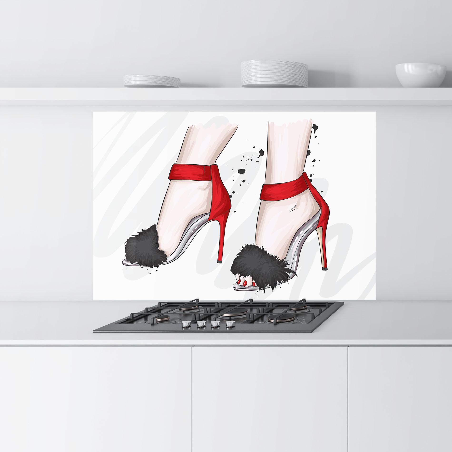 Panou Sticla Bucatarie Black Red Heels mockup 9