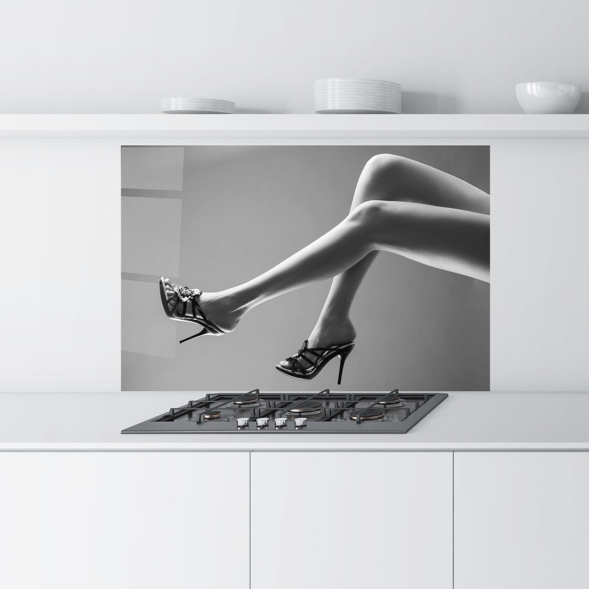 Panou Sticla Bucatarie Black Shoes On Grey mockup 9