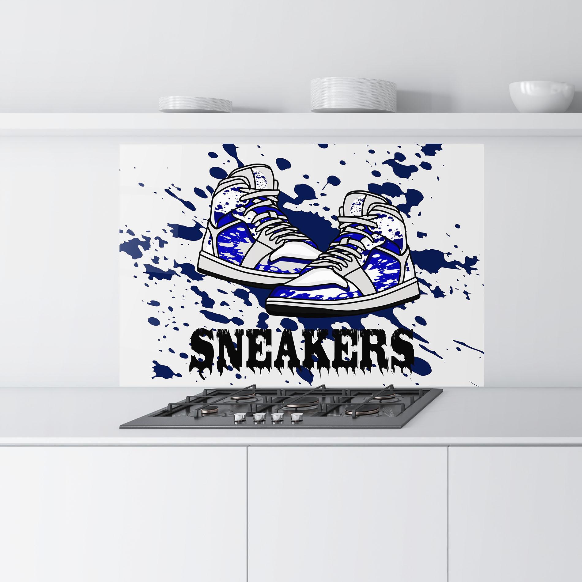 Panou Sticla Bucatarie Dark Blue Sneakers mockup 9