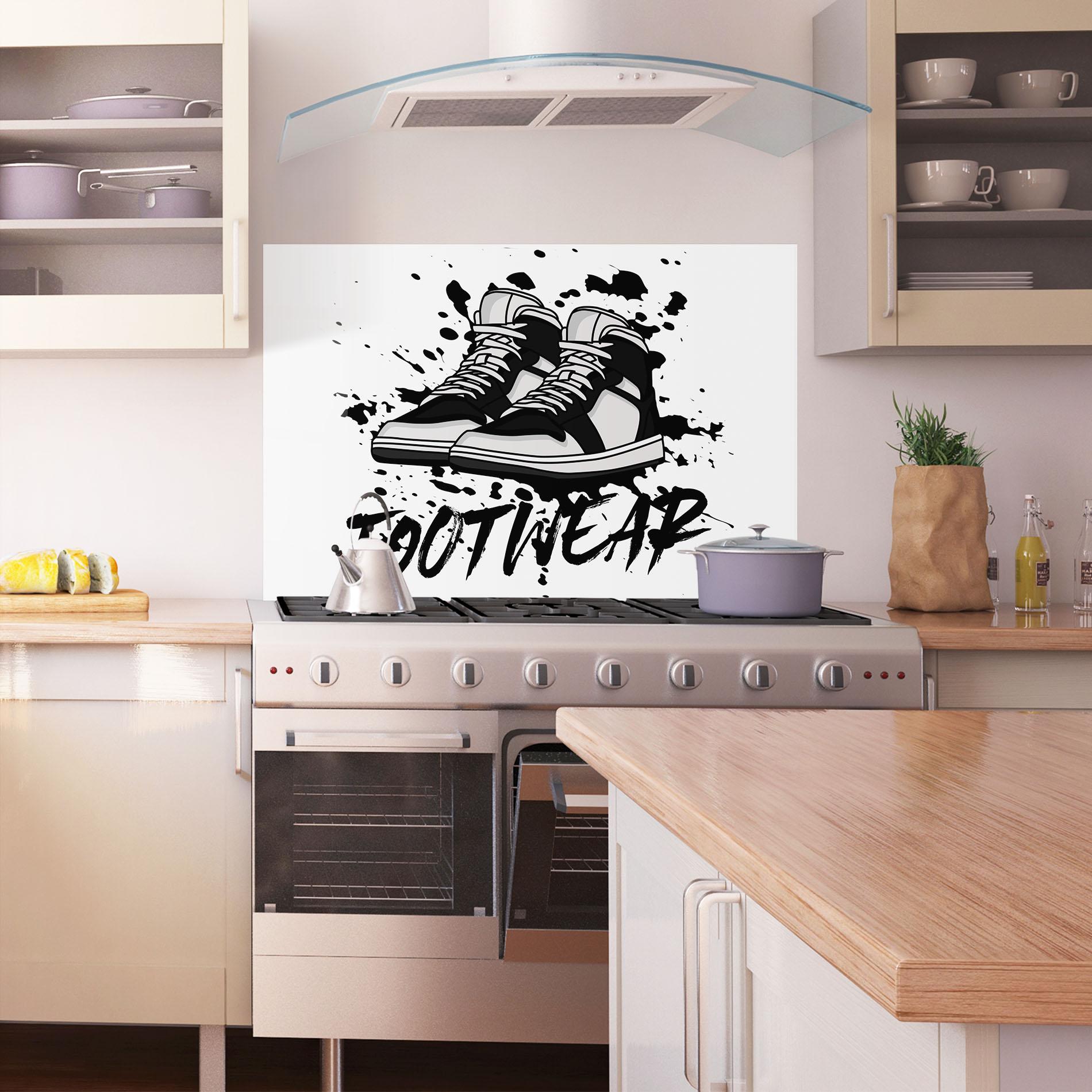 Panou Sticla Bucatarie Black Footwear mockup 1