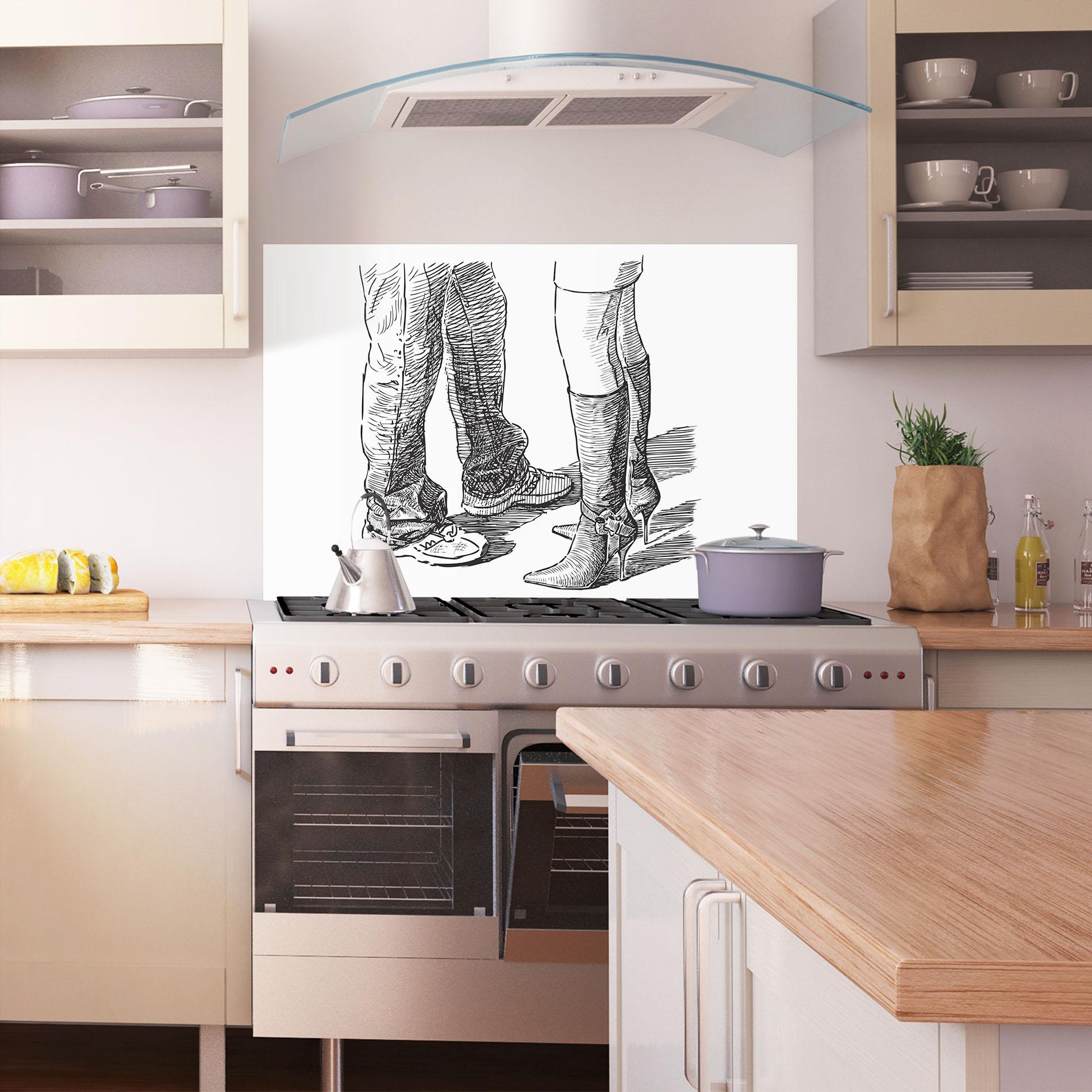 Panou Sticla Bucatarie Black Line Shoes mockup 1