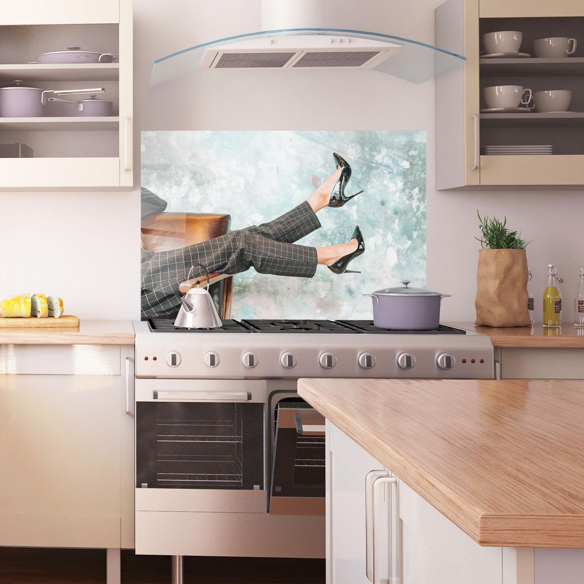 Panou Sticla Bucatarie Black Shoes On Chair mockup 1