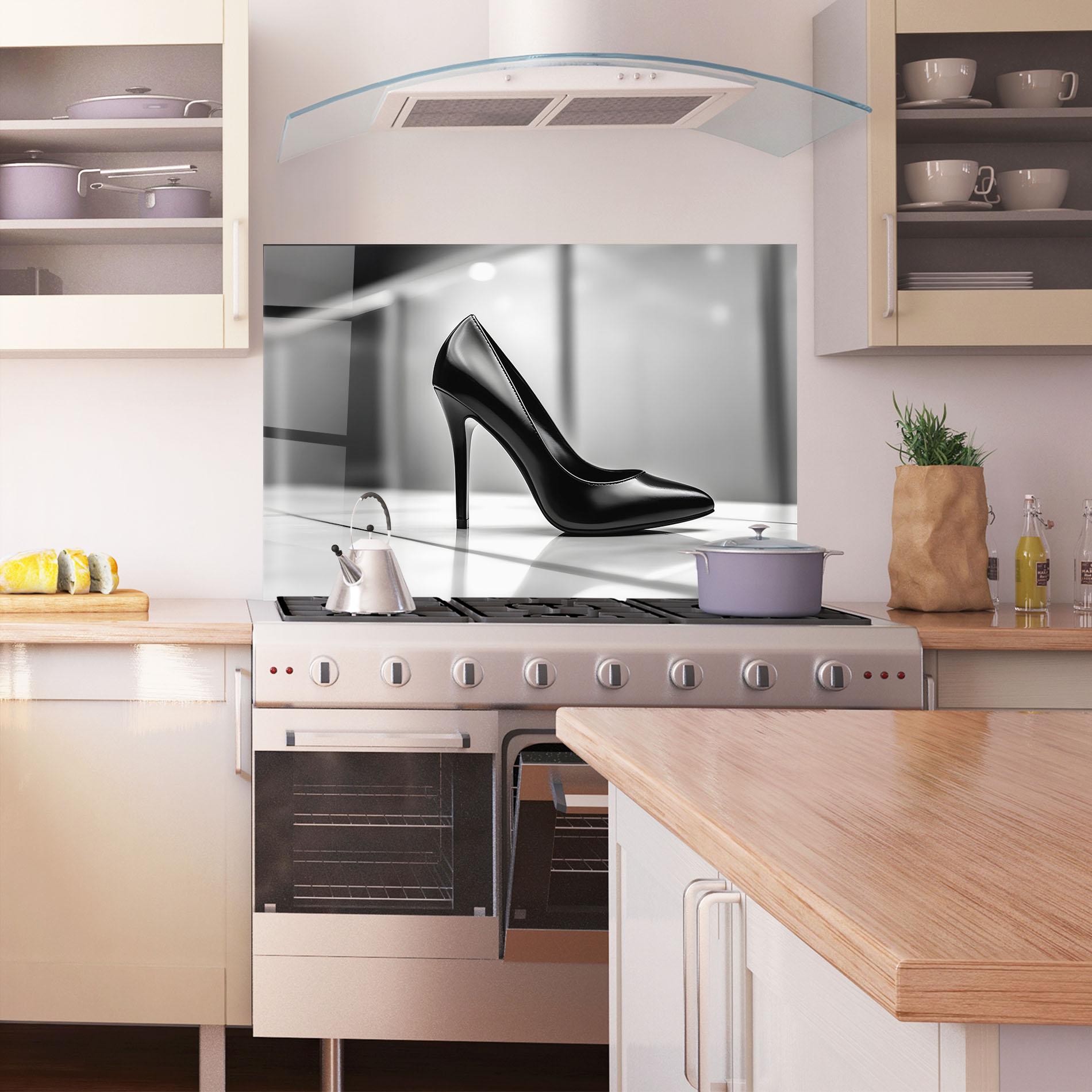 Panou Sticla Bucatarie Black Unique Design mockup 1