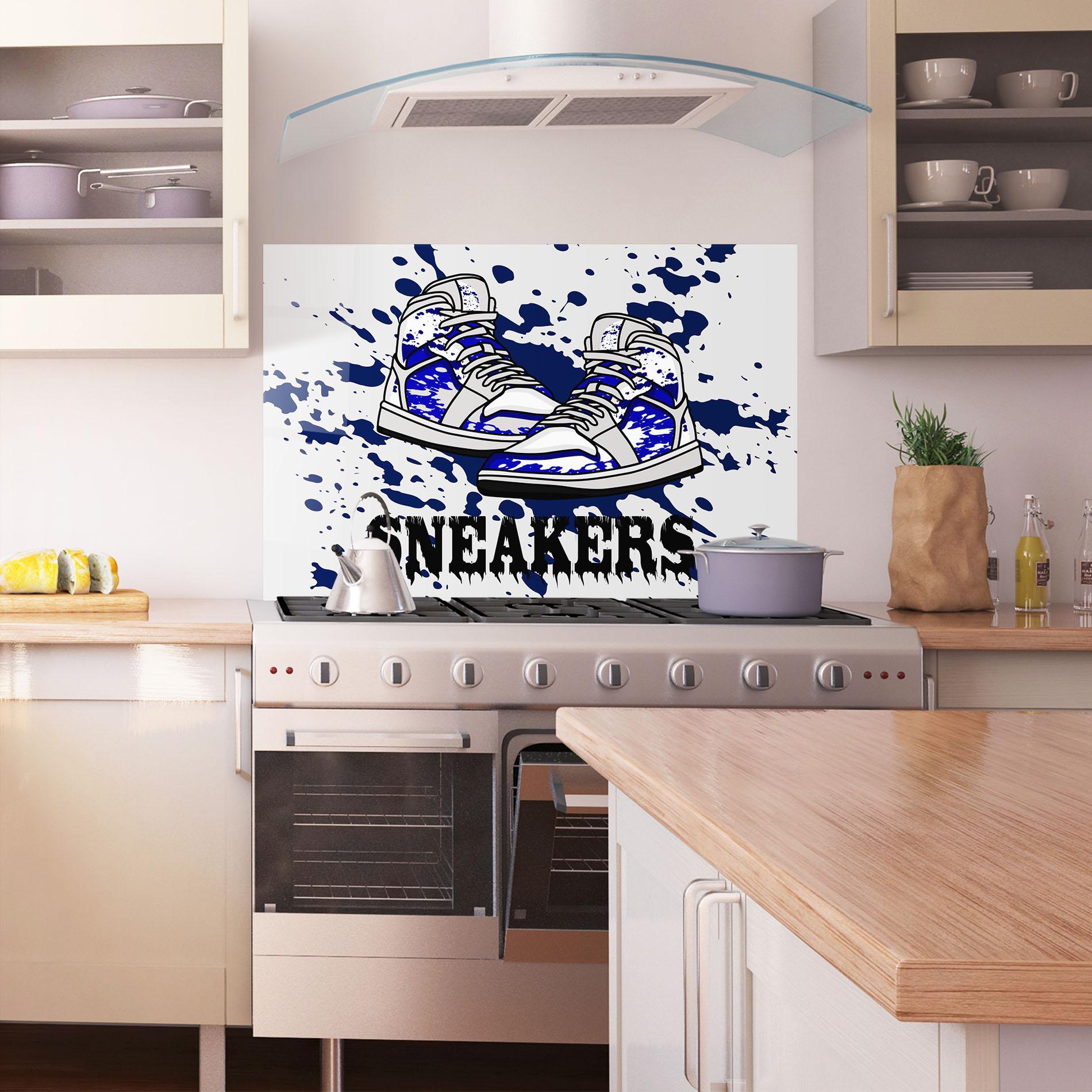 Panou Sticla Bucatarie Dark Blue Sneakers mockup 1