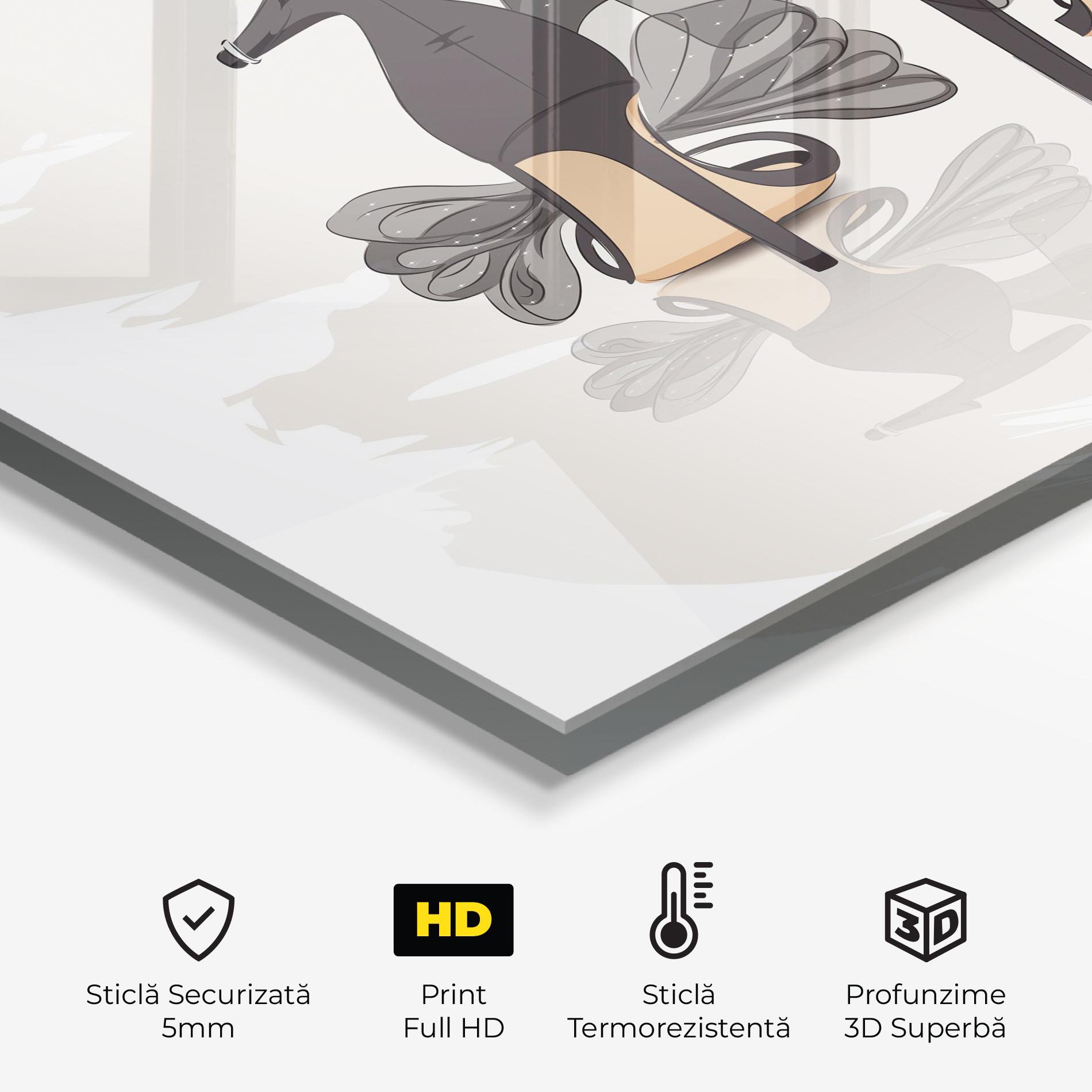 Panou Sticla Bucatarie Black Bow Heels mockup 2