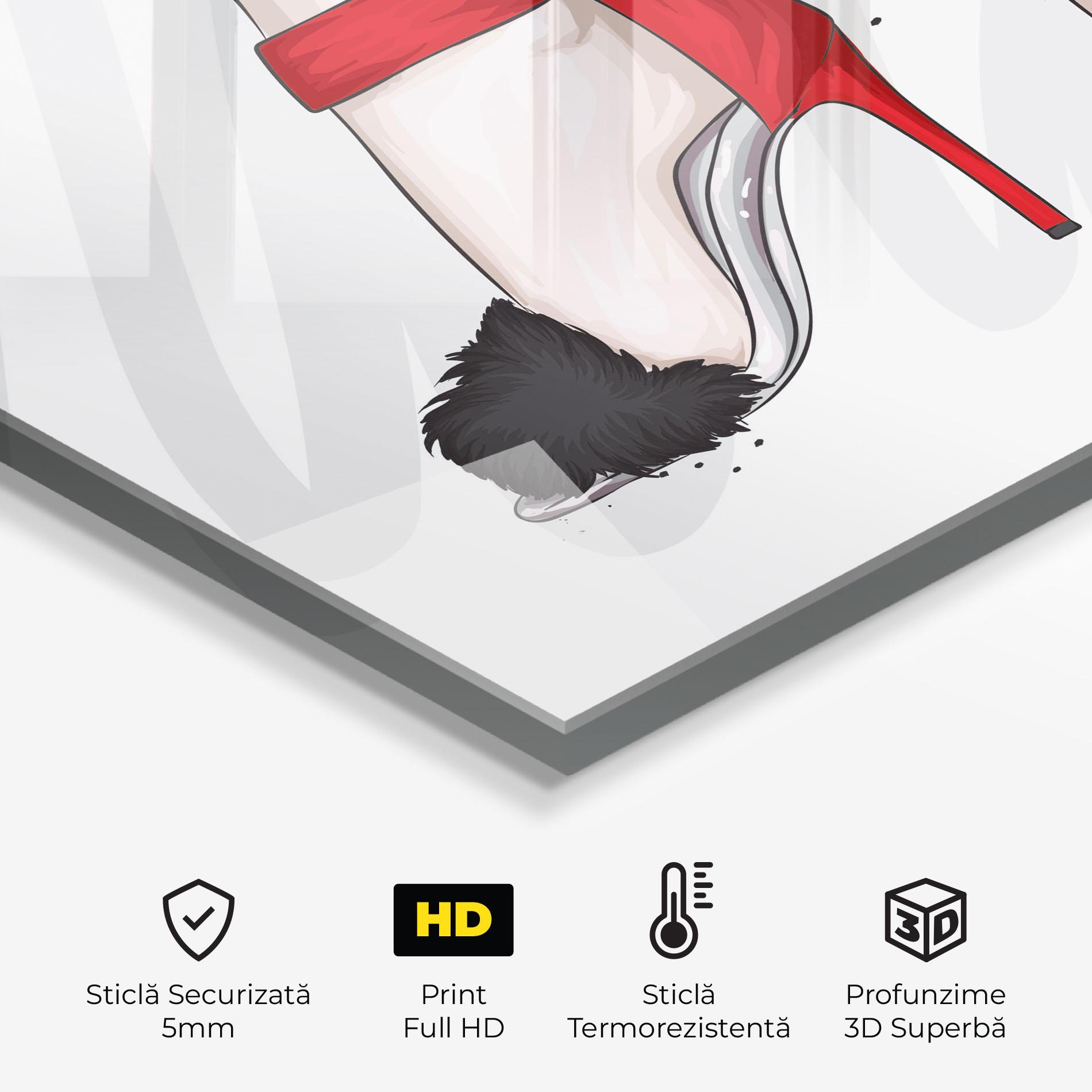 Panou Sticla Bucatarie Black Red Heels mockup 2