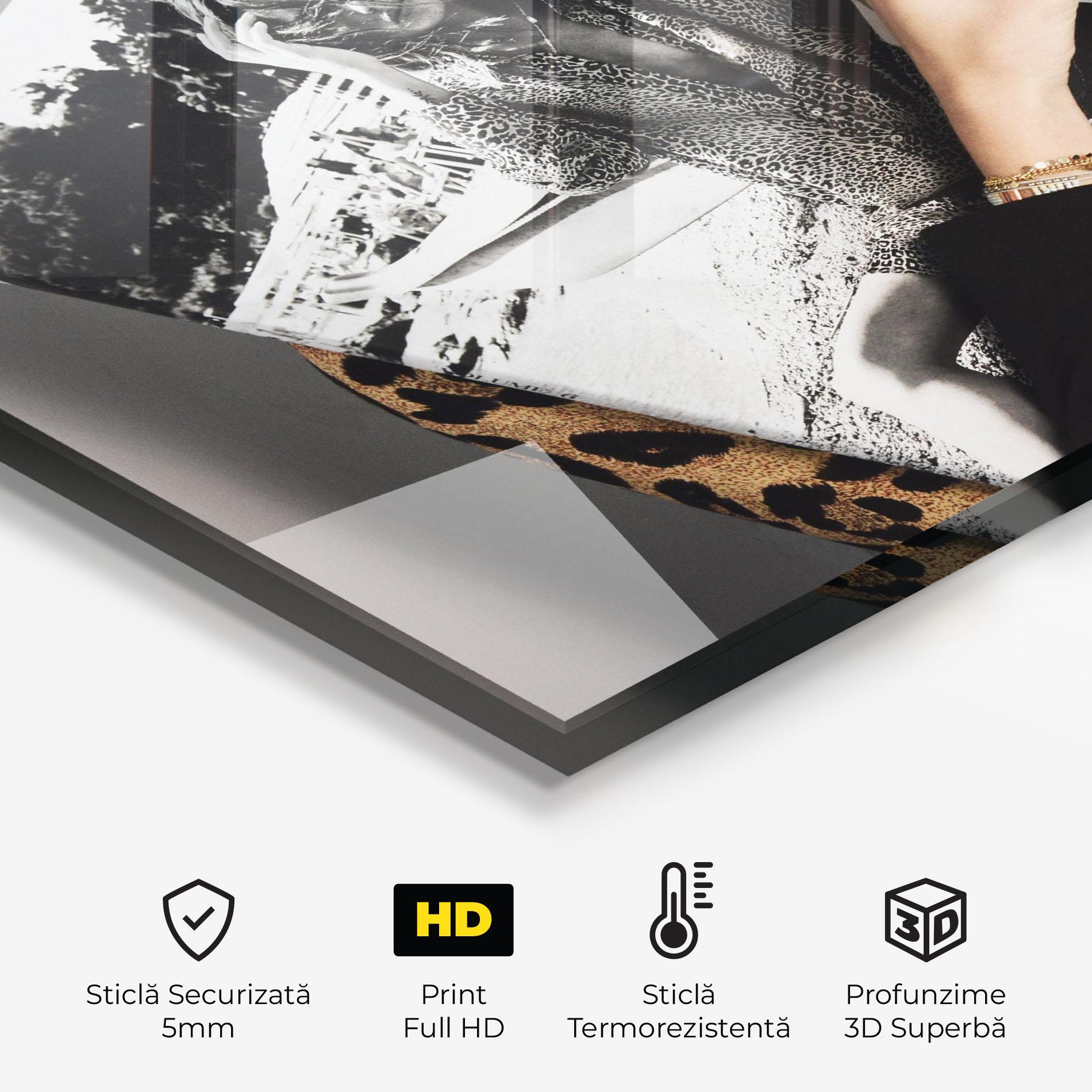 Panou Sticla Bucatarie Black Shoes Holding Coffee mockup 2