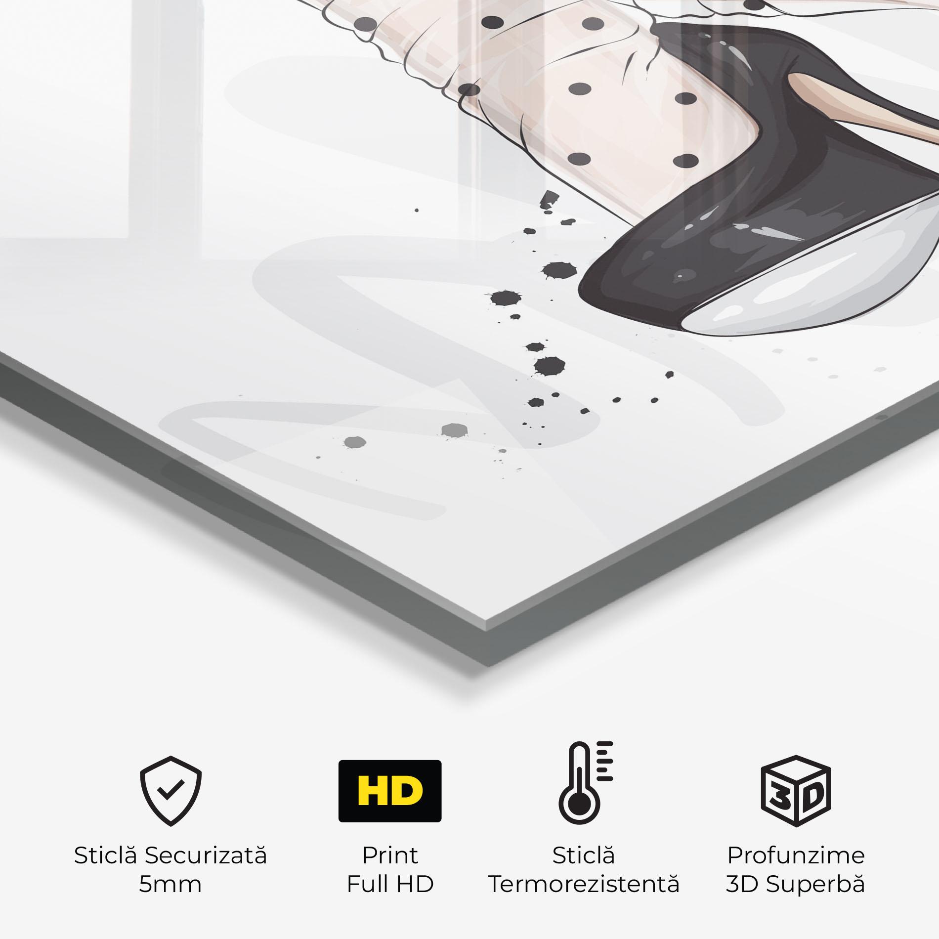 Panou Sticla Bucatarie Cute Black Heels Art mockup 2