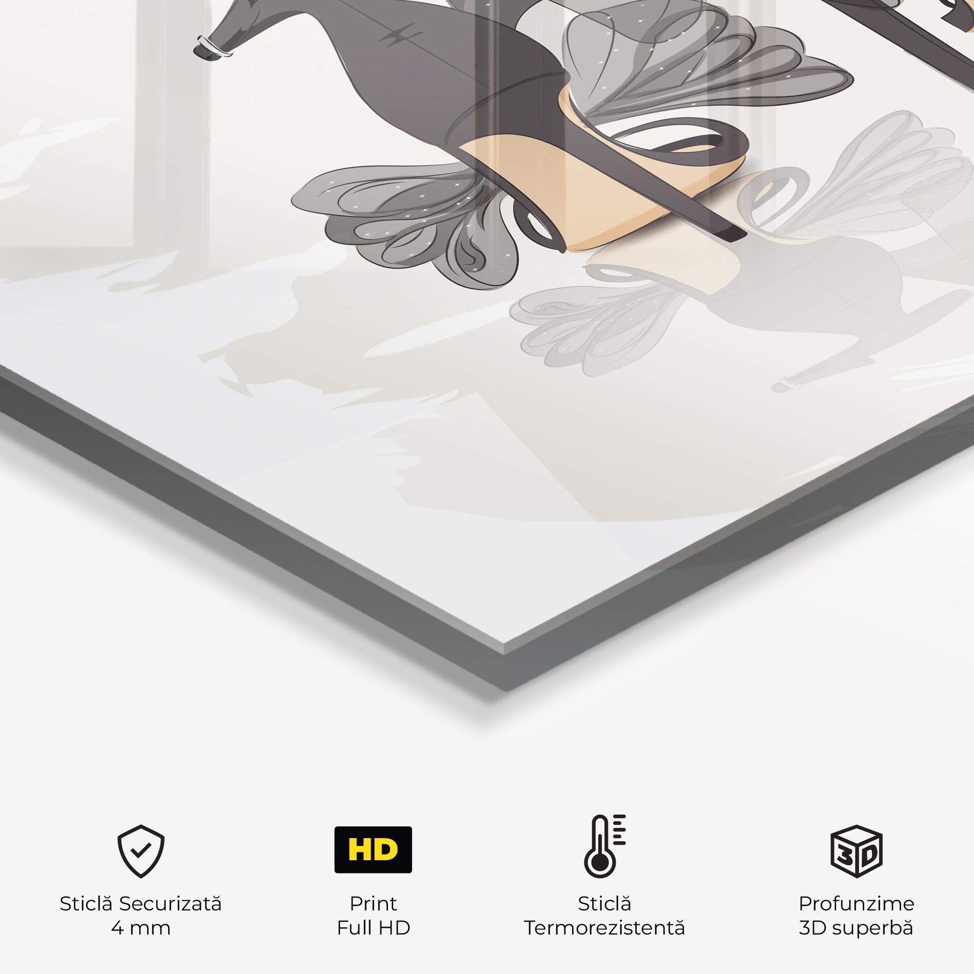 Panou Sticla Bucatarie Black Bow Heels mockup 2