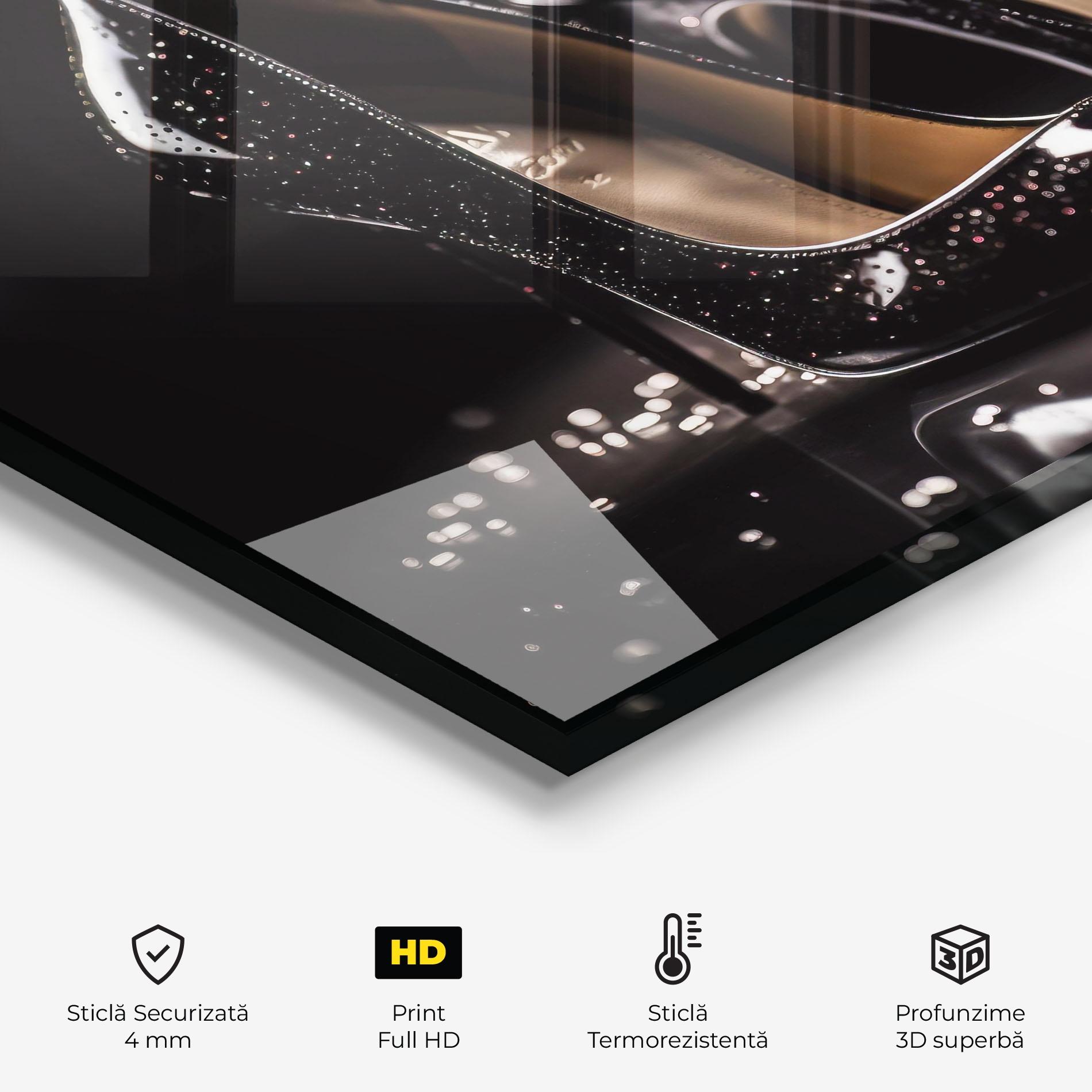 Panou Sticla Bucatarie Black Leather Shoe mockup 2