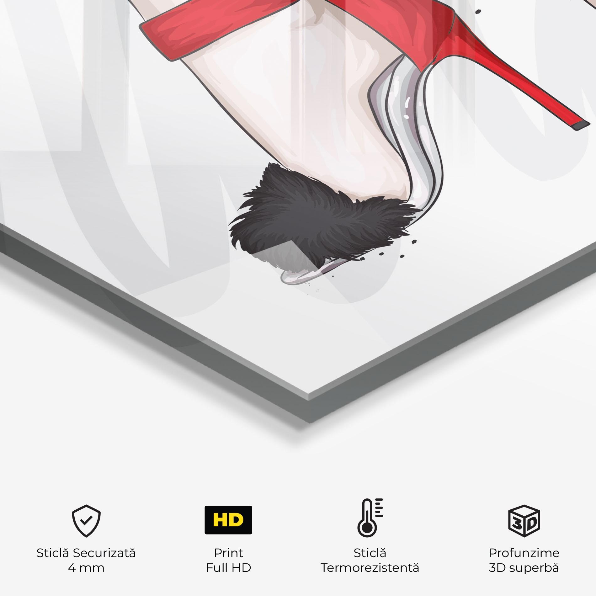 Panou Sticla Bucatarie Black Red Heels mockup 2