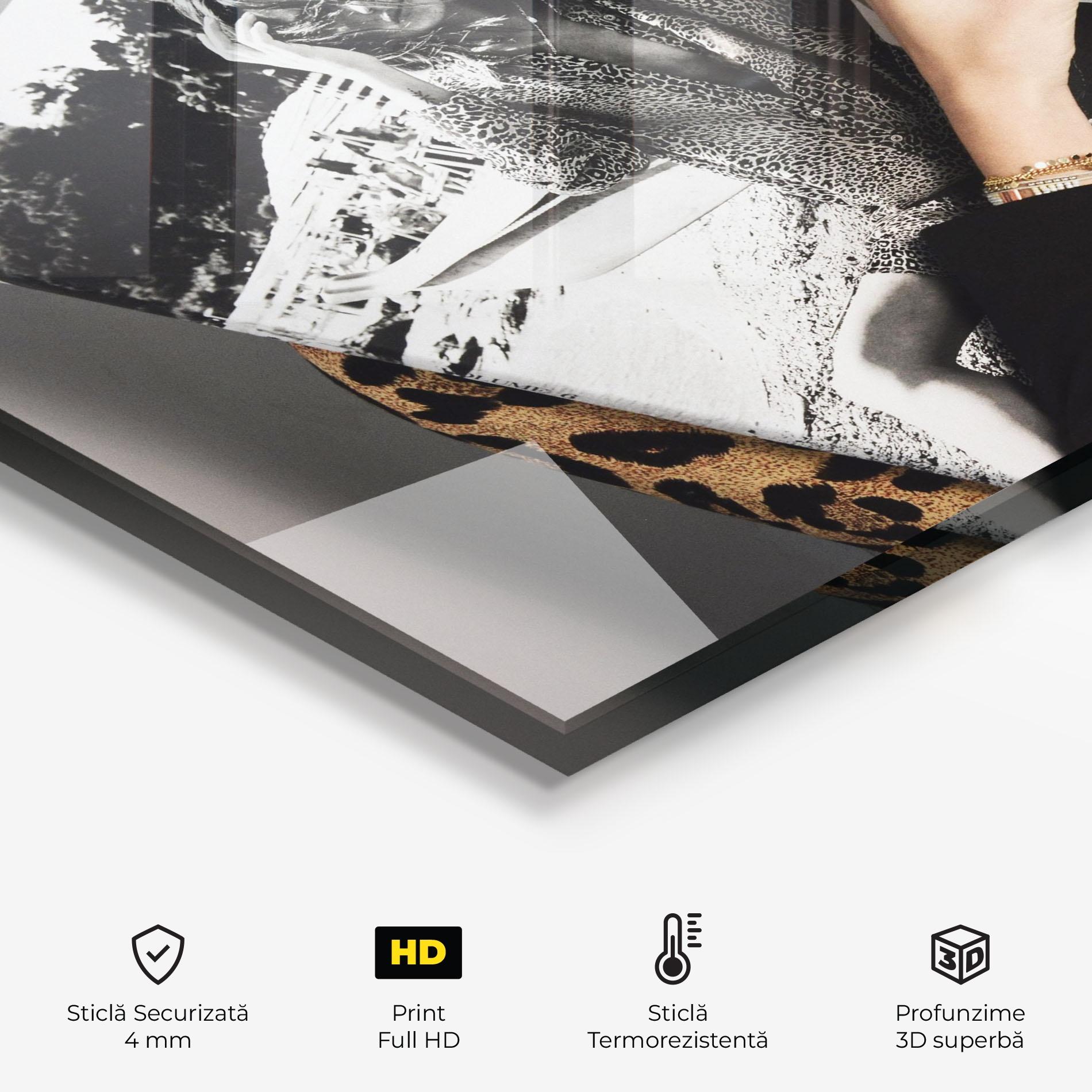 Panou Sticla Bucatarie Black Shoes Holding Coffee mockup 2