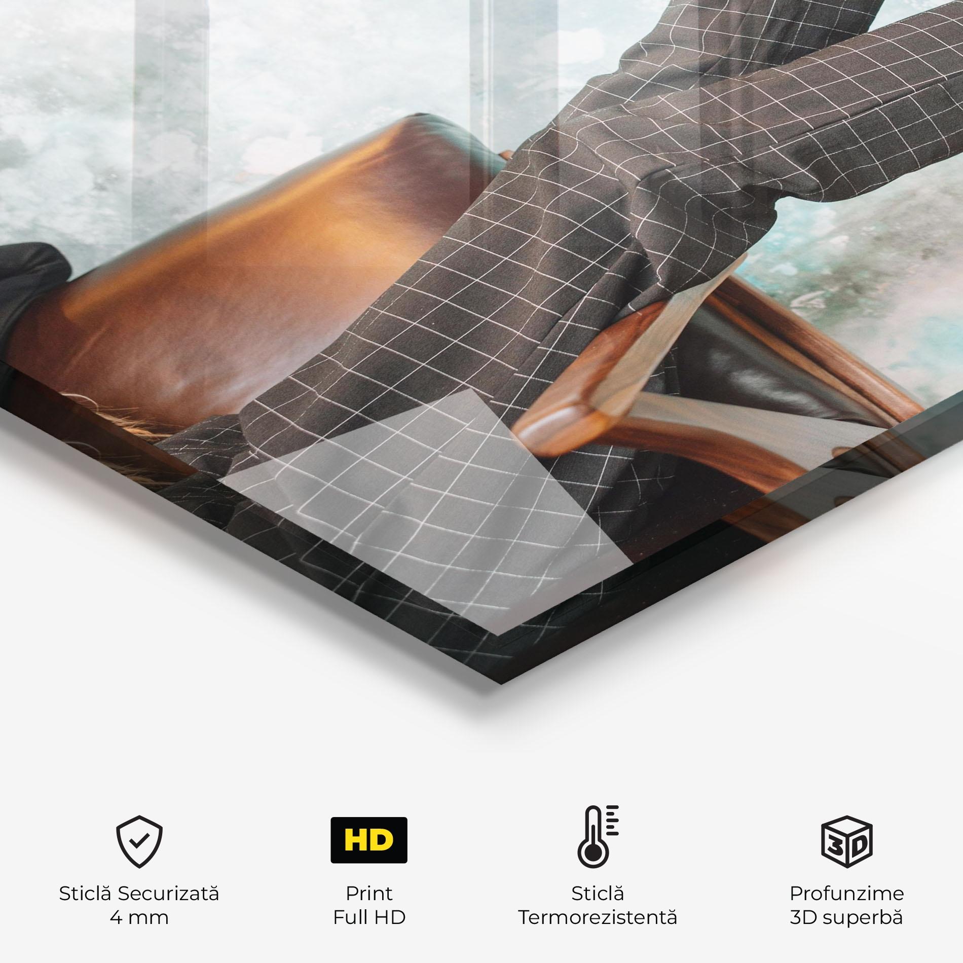 Panou Sticla Bucatarie Black Shoes On Chair mockup 2