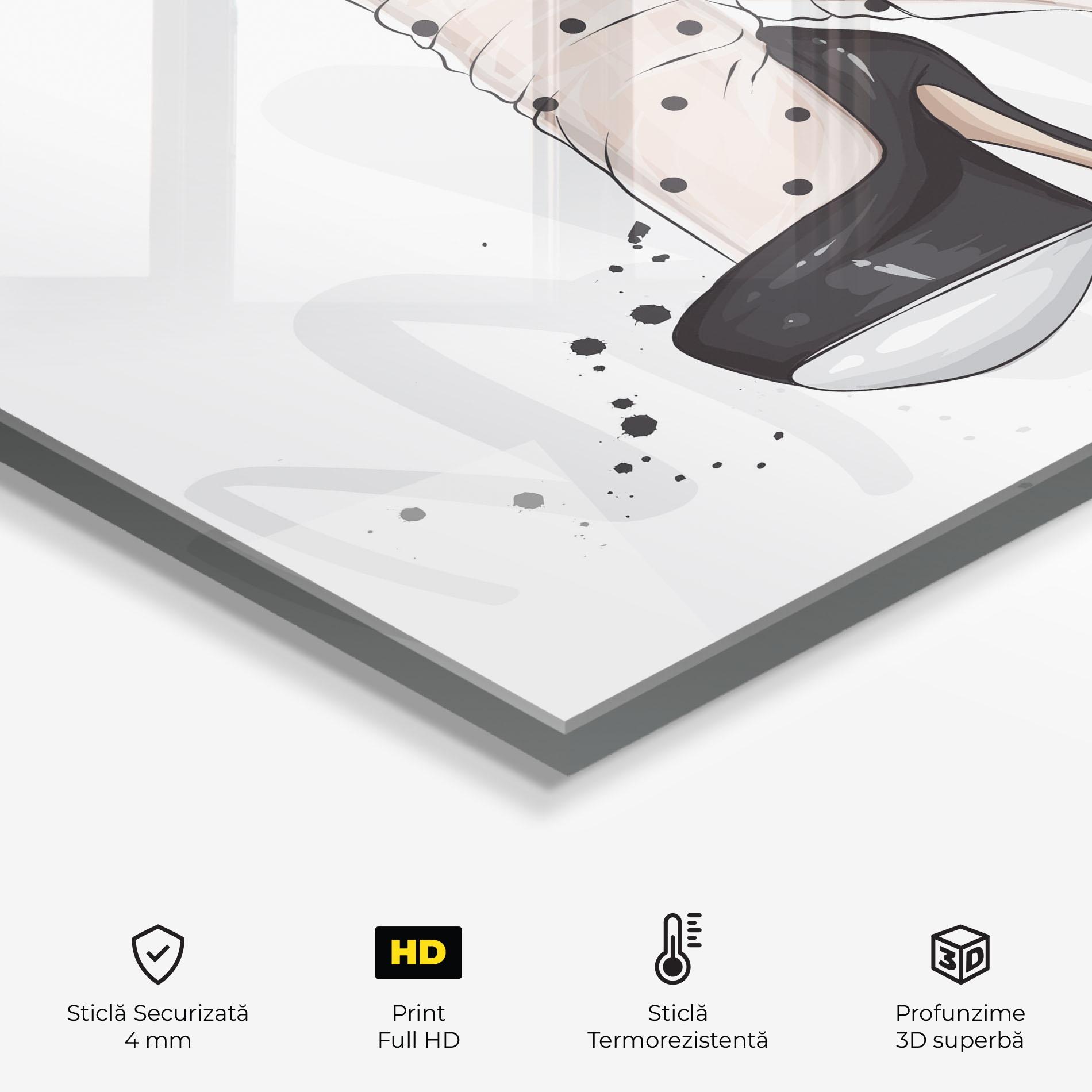 Panou Sticla Bucatarie Cute Black Heels Art mockup 2