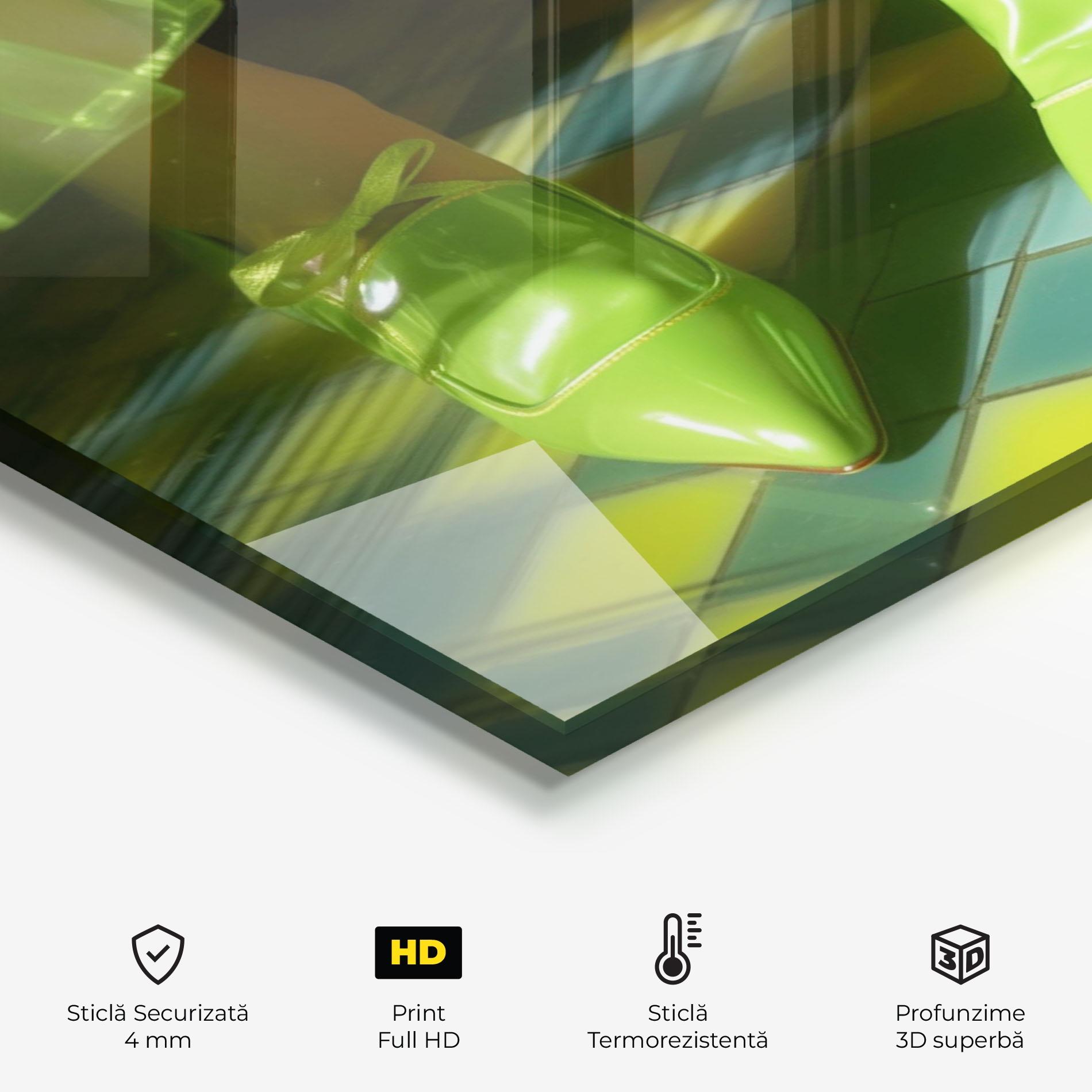 Panou Sticla Bucatarie Green Elegant Shoes mockup 2