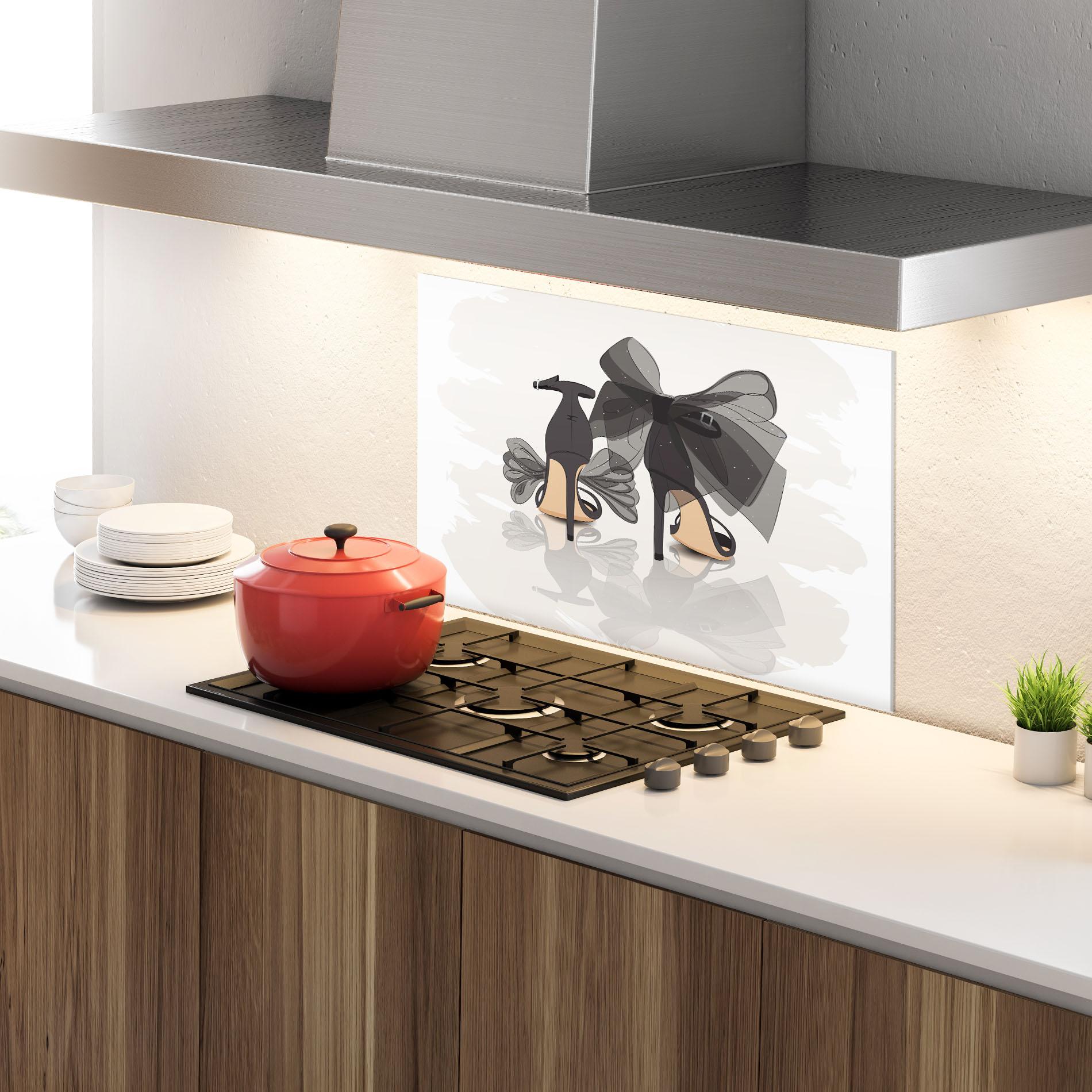 Panou Sticla Bucatarie Black Bow Heels mockup 4