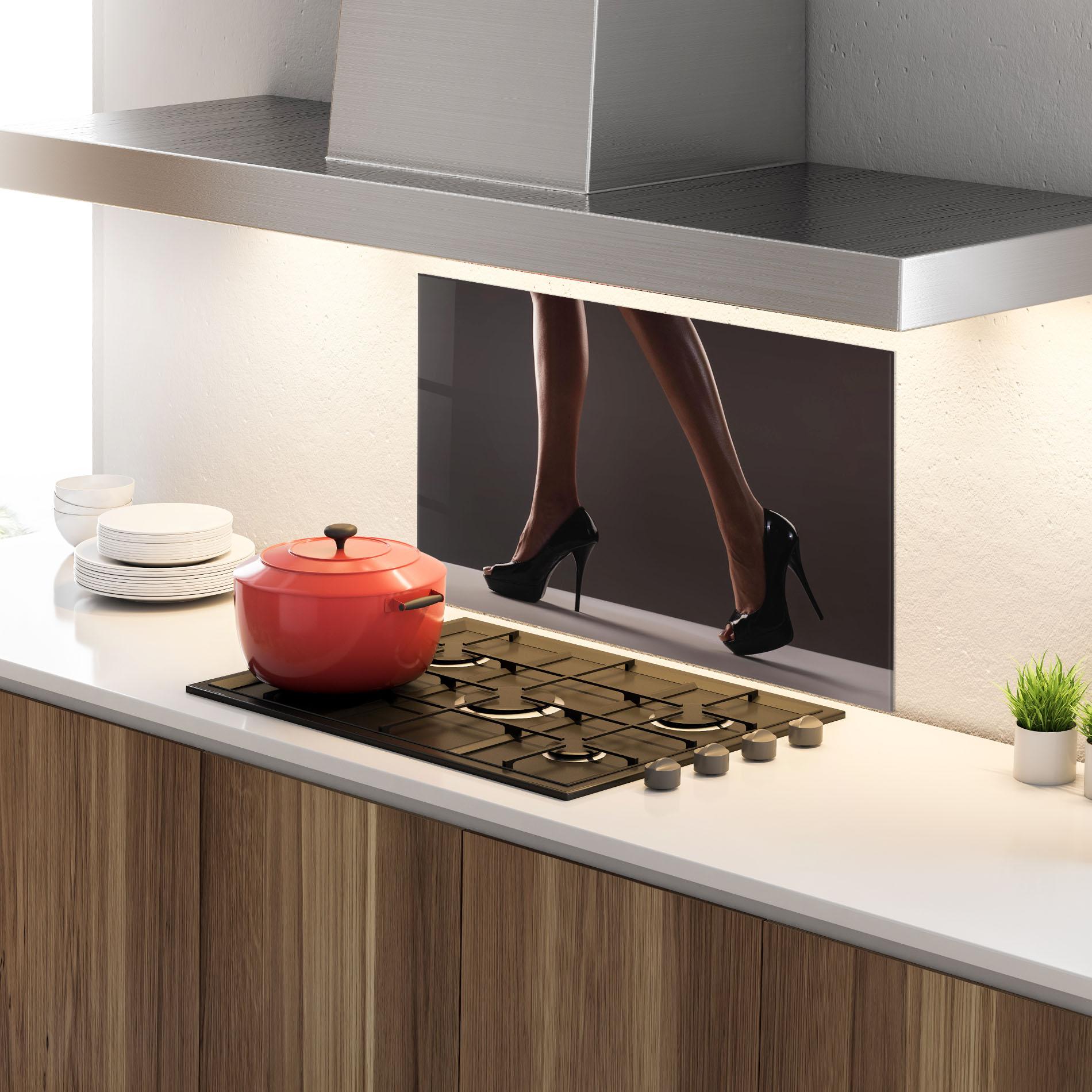 Panou Sticla Bucatarie Black High Heels mockup 4