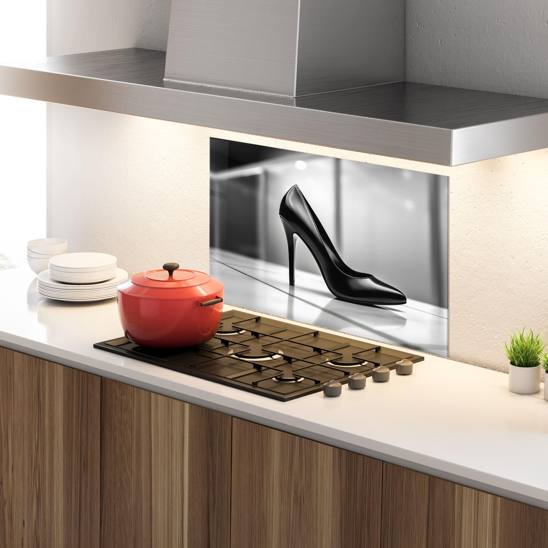 Panou Sticla Bucatarie Black Unique Design mockup 4