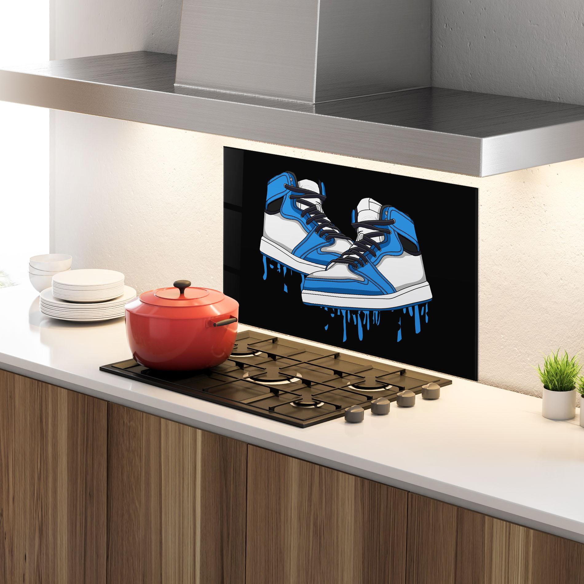 Panou Sticla Bucatarie Blue White Shoes mockup 4