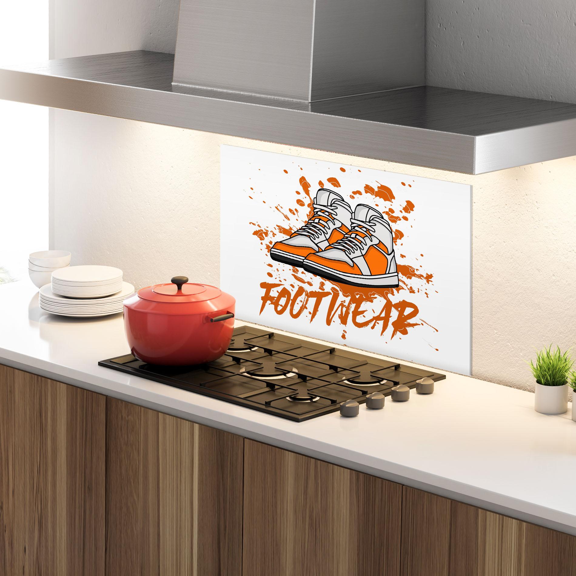 Panou Sticla Bucatarie Orange Footwear mockup 4