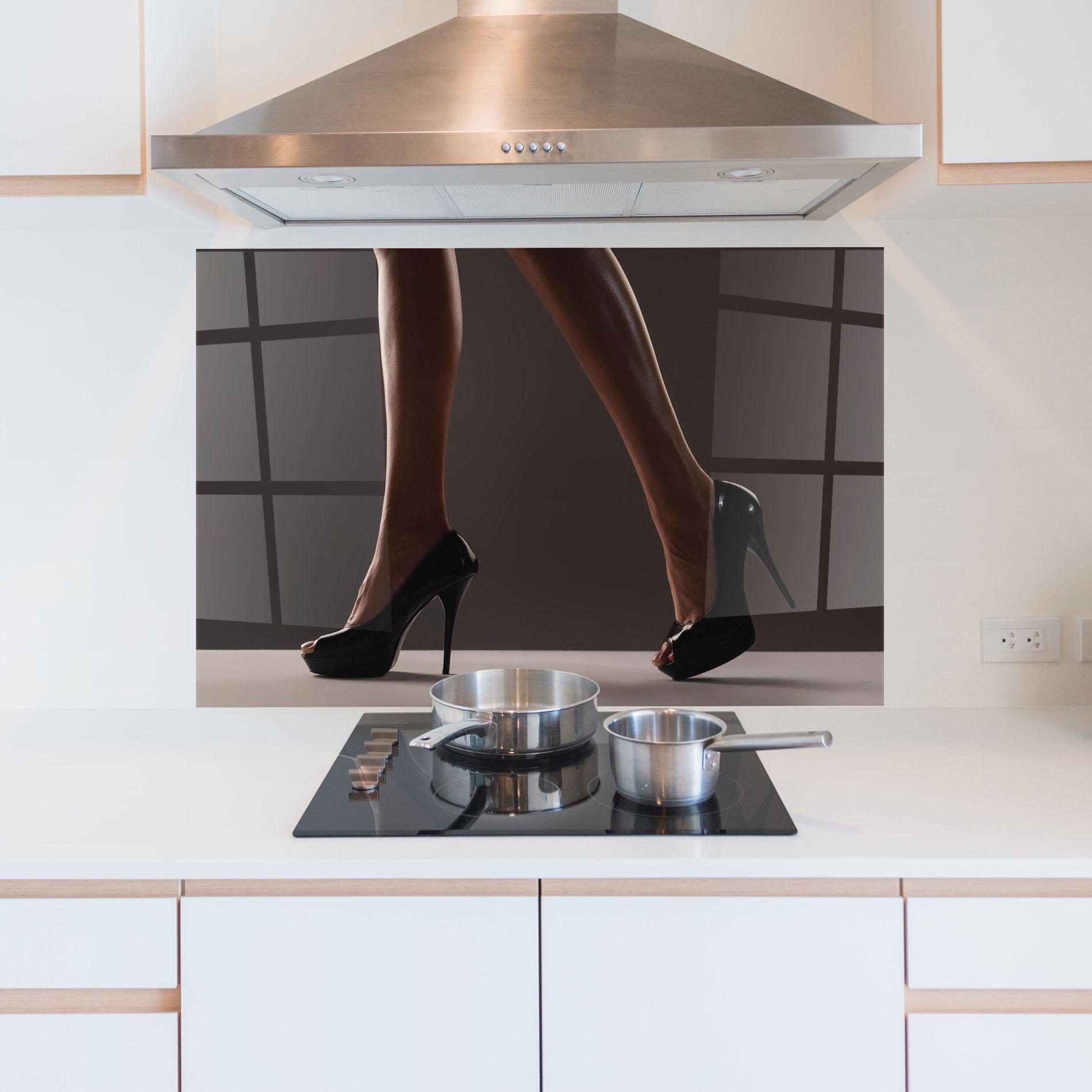 Panou Sticla Bucatarie Black High Heels mockup 5