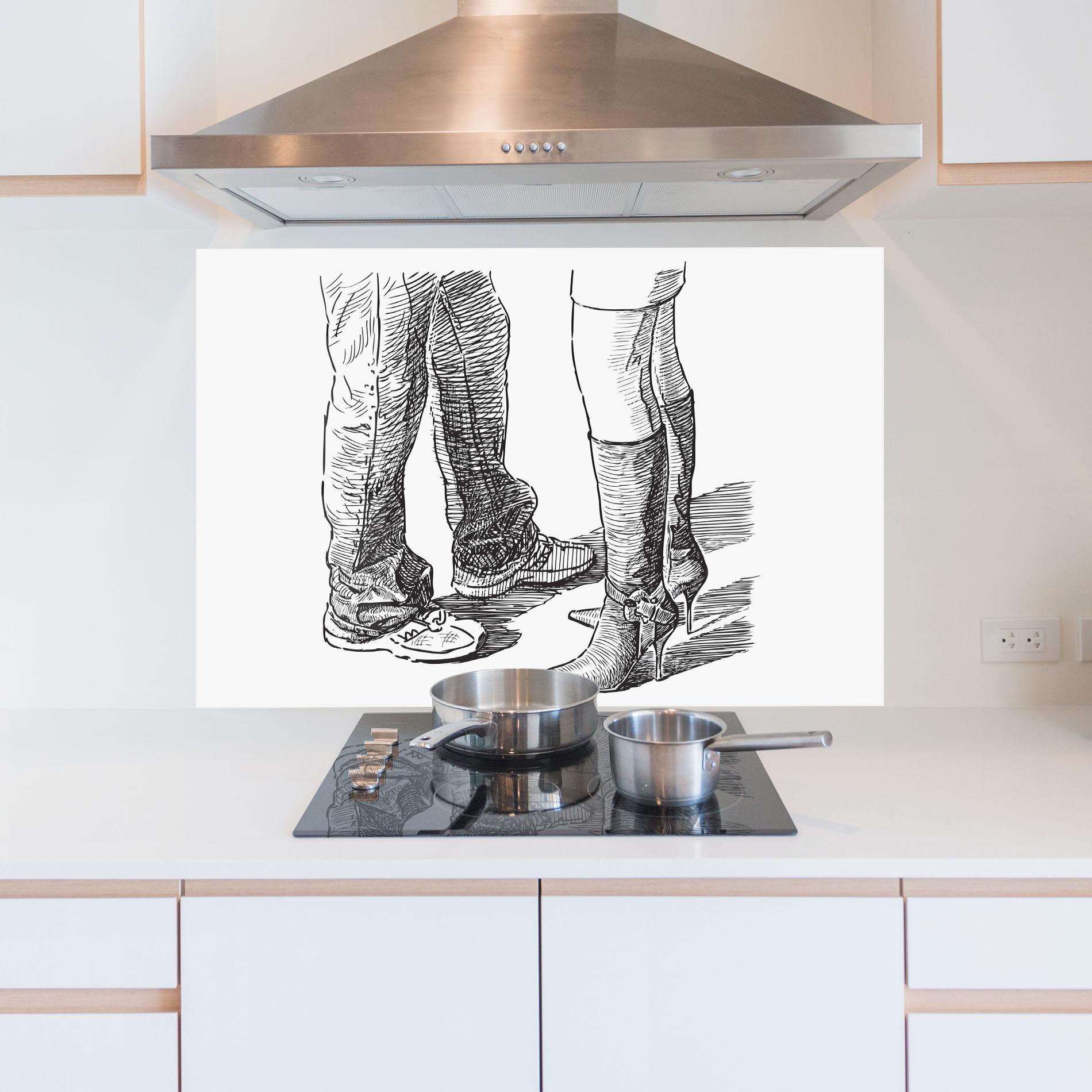 Panou Sticla Bucatarie Black Line Shoes mockup 5