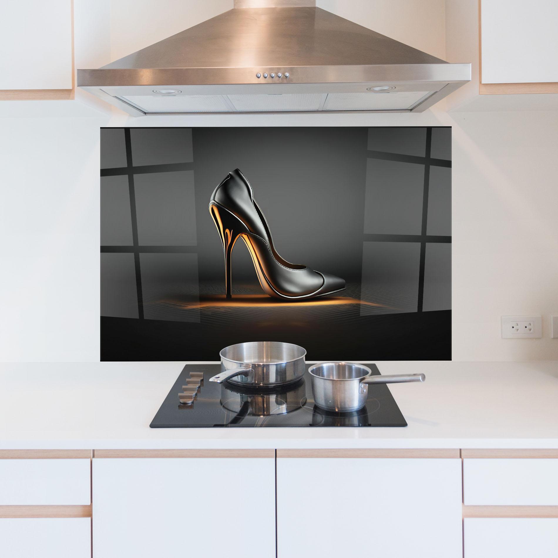 Panou Sticla Bucatarie Black Shoe Product mockup 5