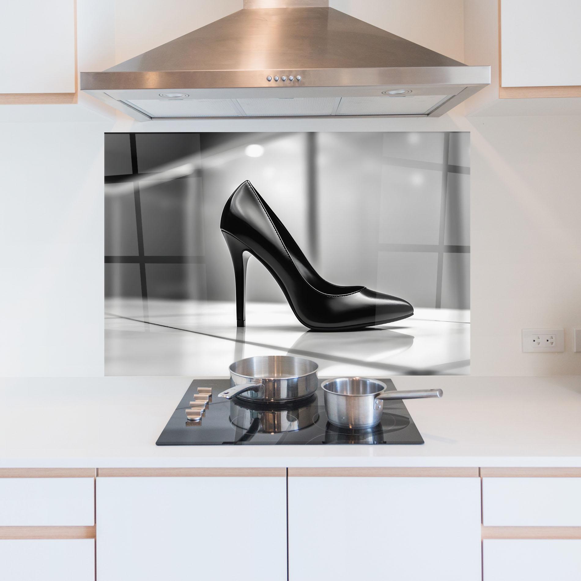 Panou Sticla Bucatarie Black Unique Design mockup 5