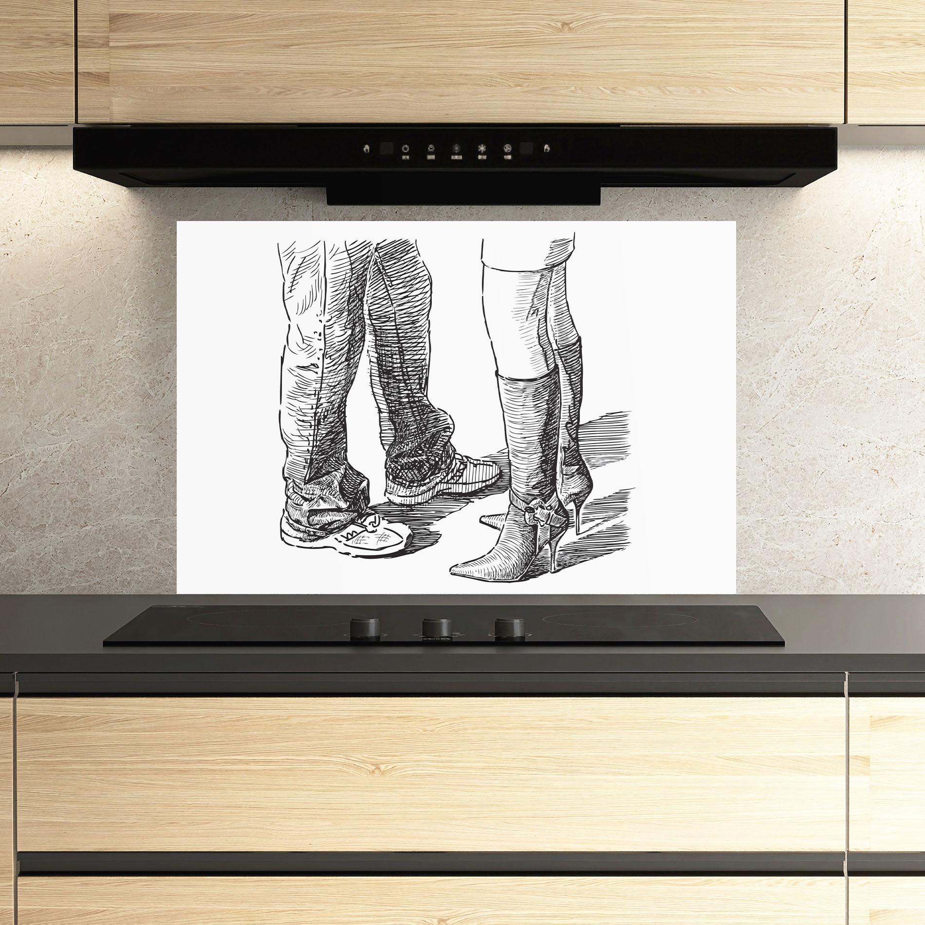 Panou Sticla Bucatarie Black Line Shoes mockup 3