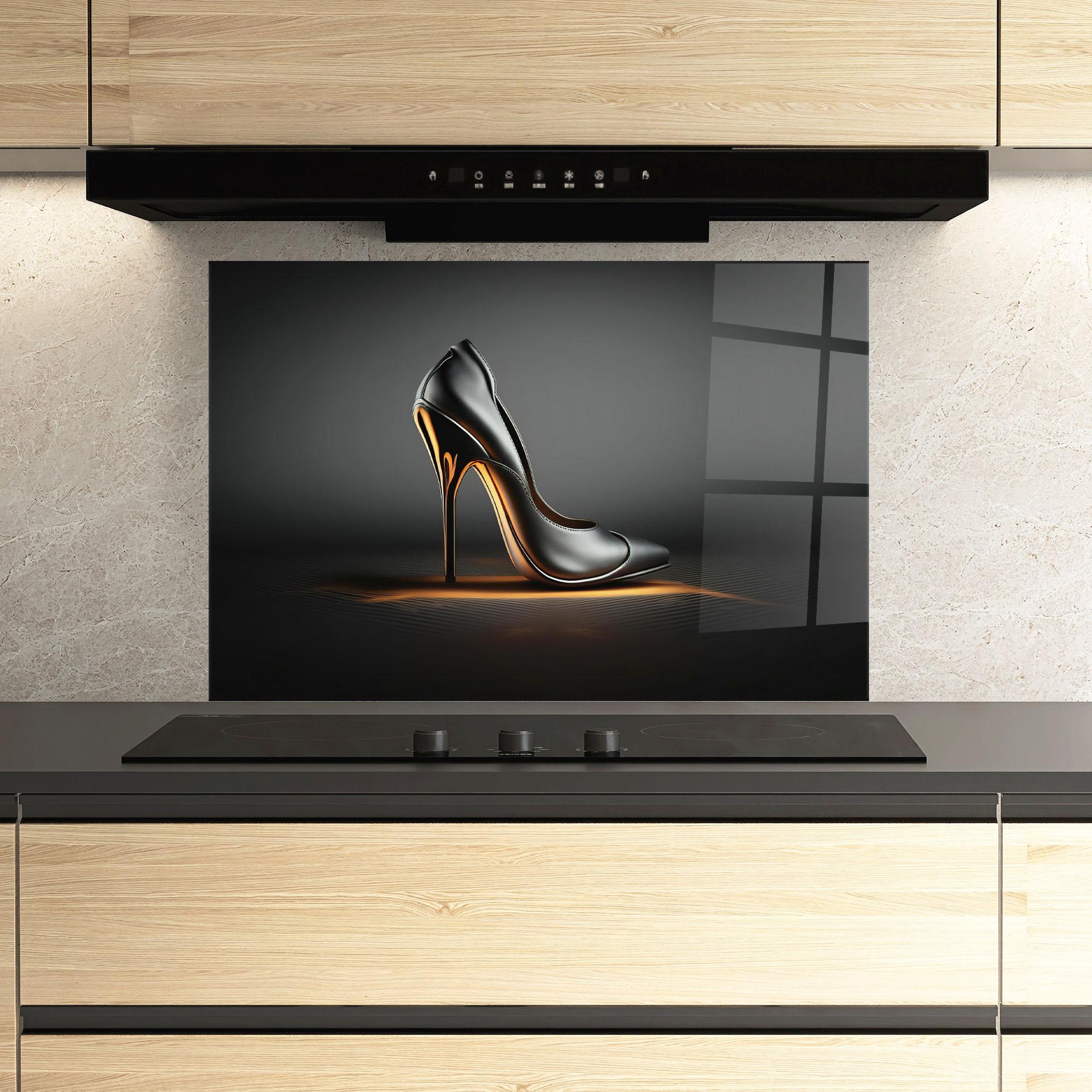Panou Sticla Bucatarie Black Shoe Product mockup 3