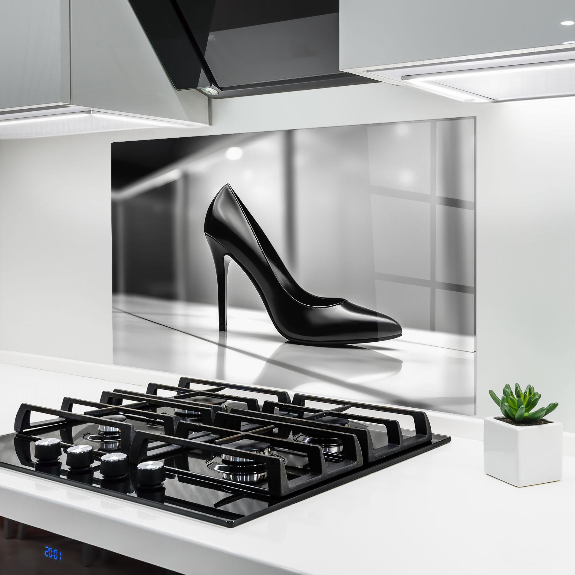 Panou Sticla Bucatarie Black Unique Design mockup 6