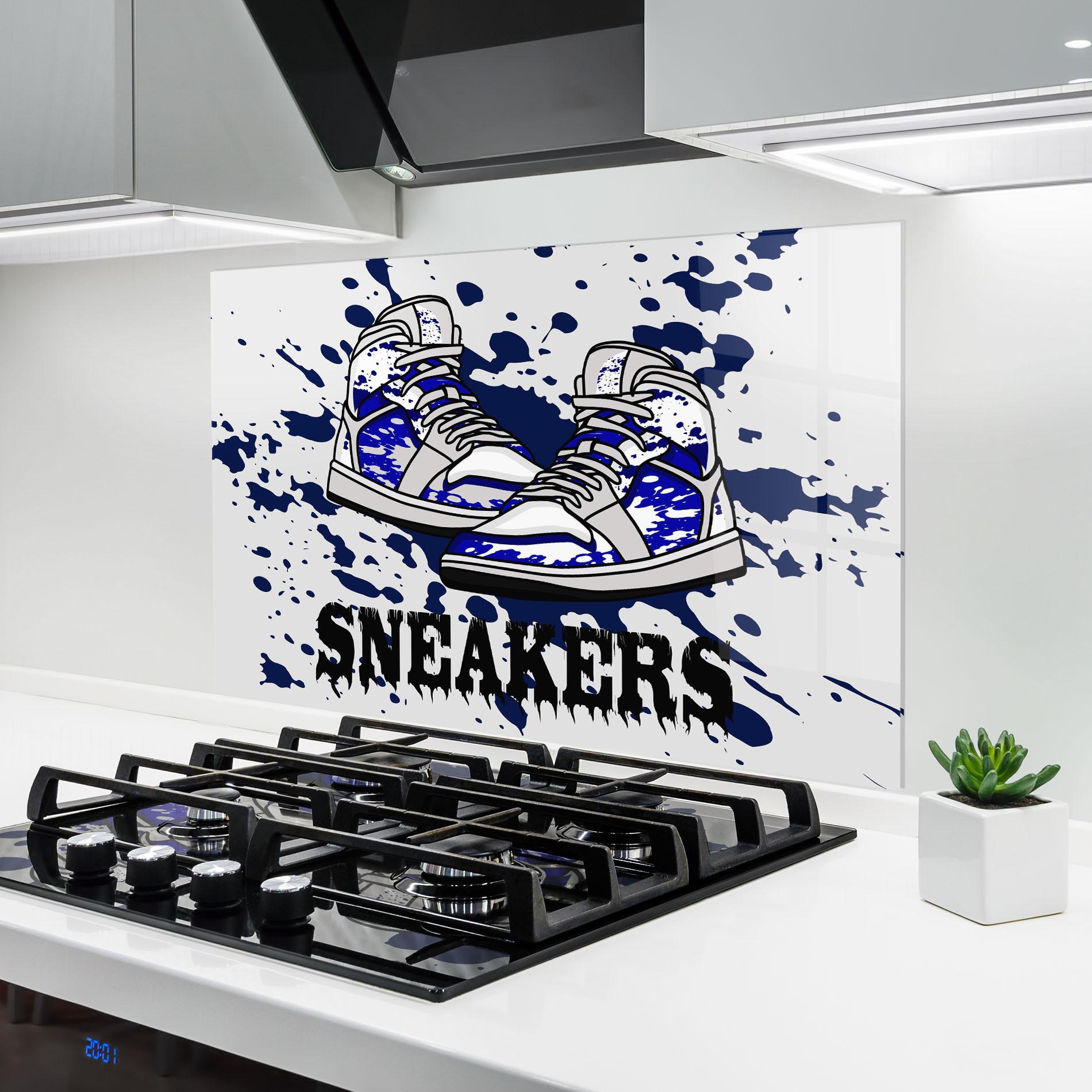 Panou Sticla Bucatarie Dark Blue Sneakers mockup 6