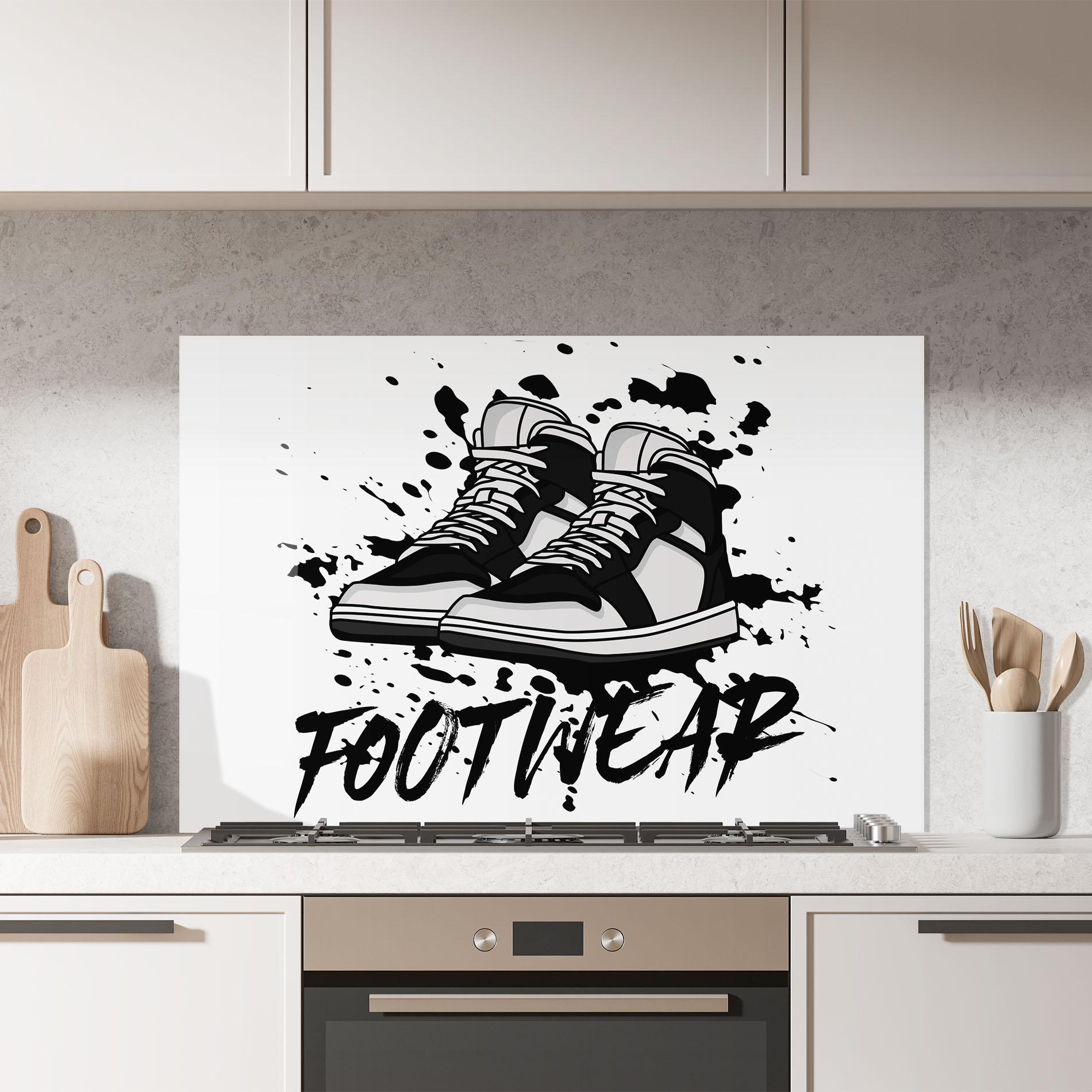 Panou Sticla Bucatarie Black Footwear mockup 7